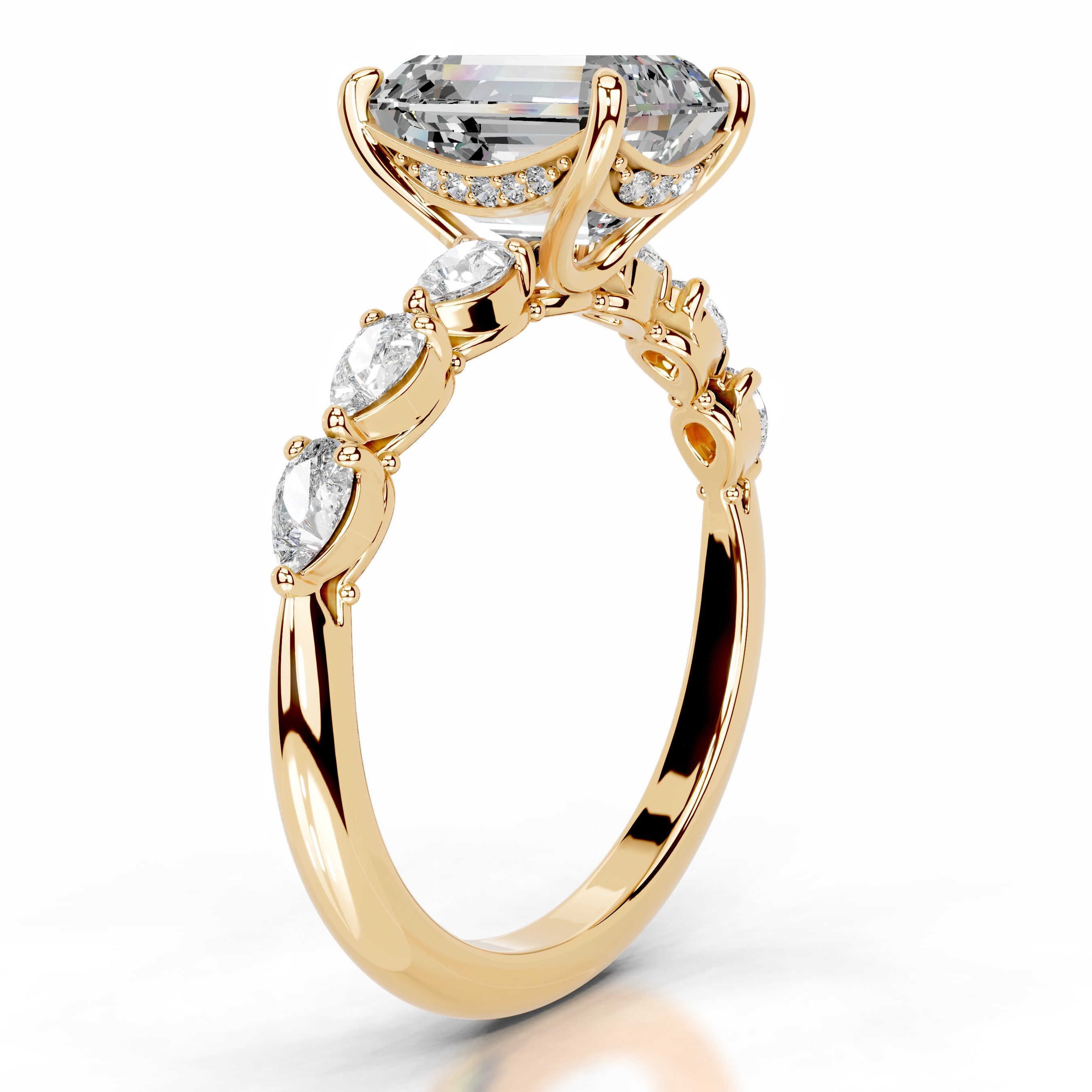 Alinta Moissanite & Diamond Ring - 18K Yellow Gold