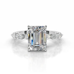 Alinta Moissanite & Diamond Ring - 18K White Gold