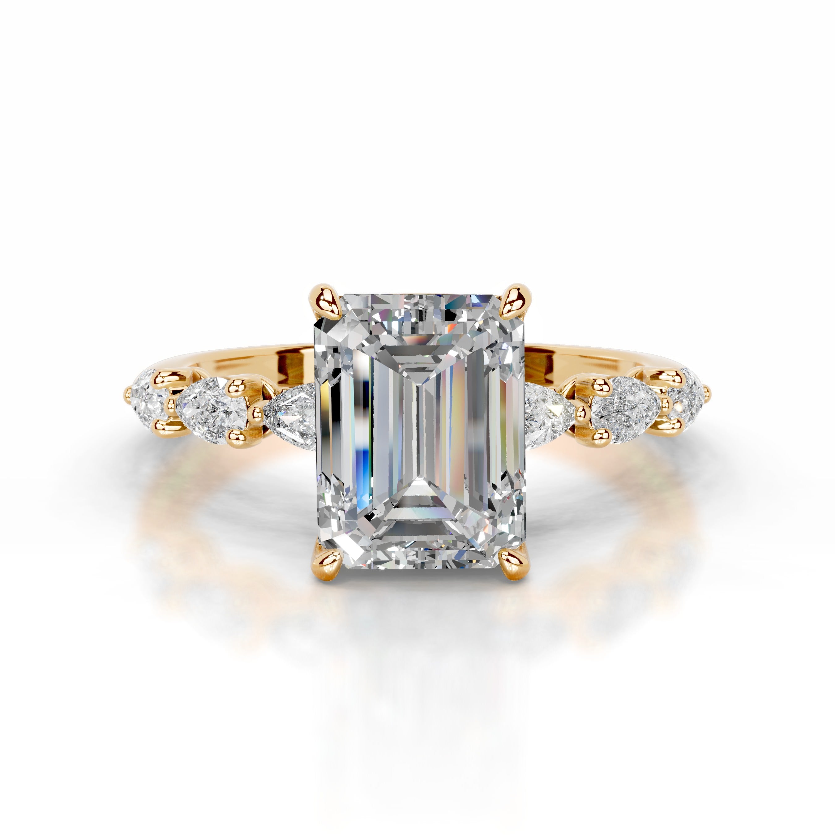 Alinta Moissanite & Diamonds Ring - 18K Yellow Gold