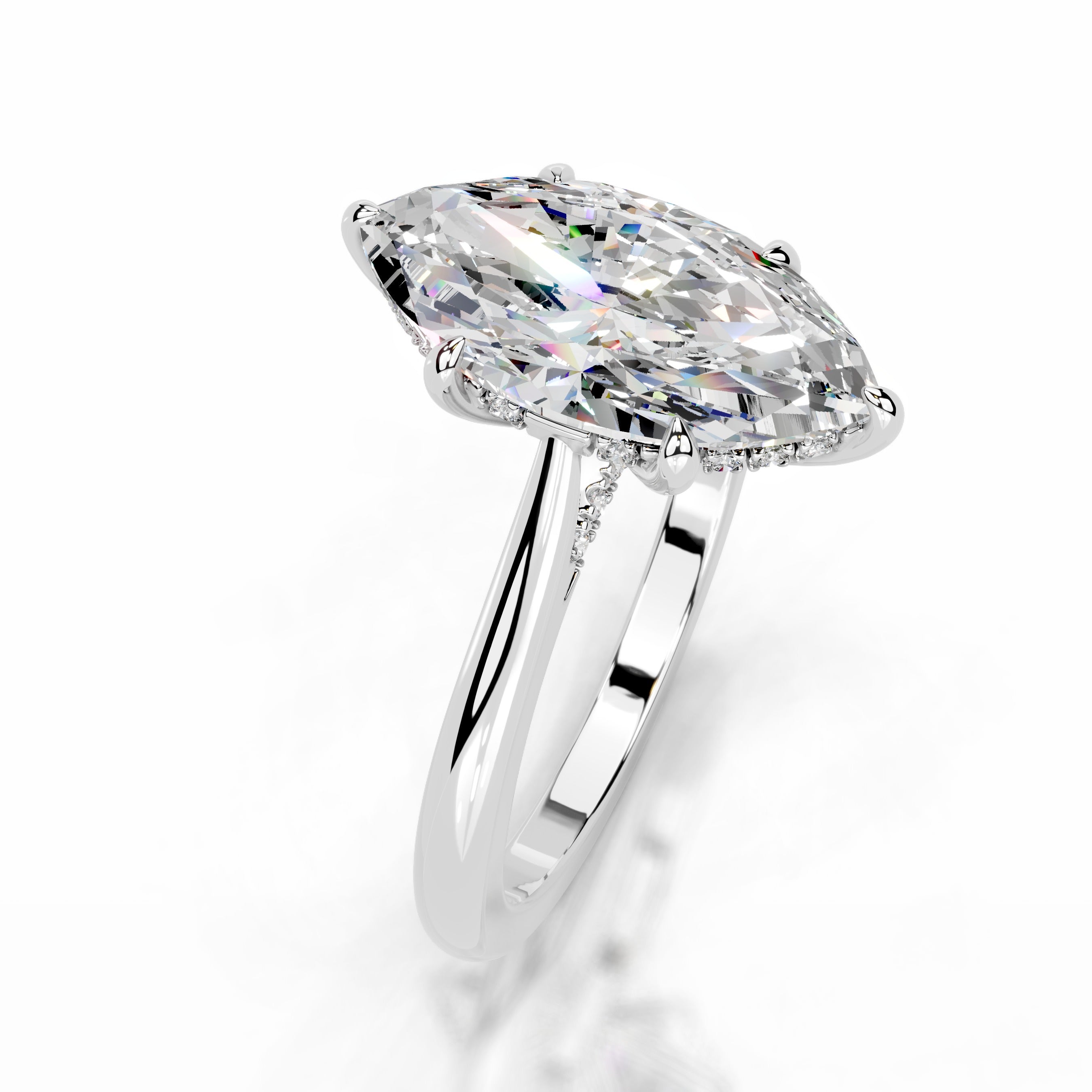 Araluen Moissanite & Diamonds Ring  - 18K White Gold