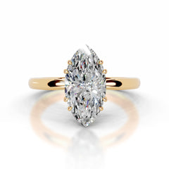 Badia Moissanite & Diamond Ring - 18K Yellow Gold