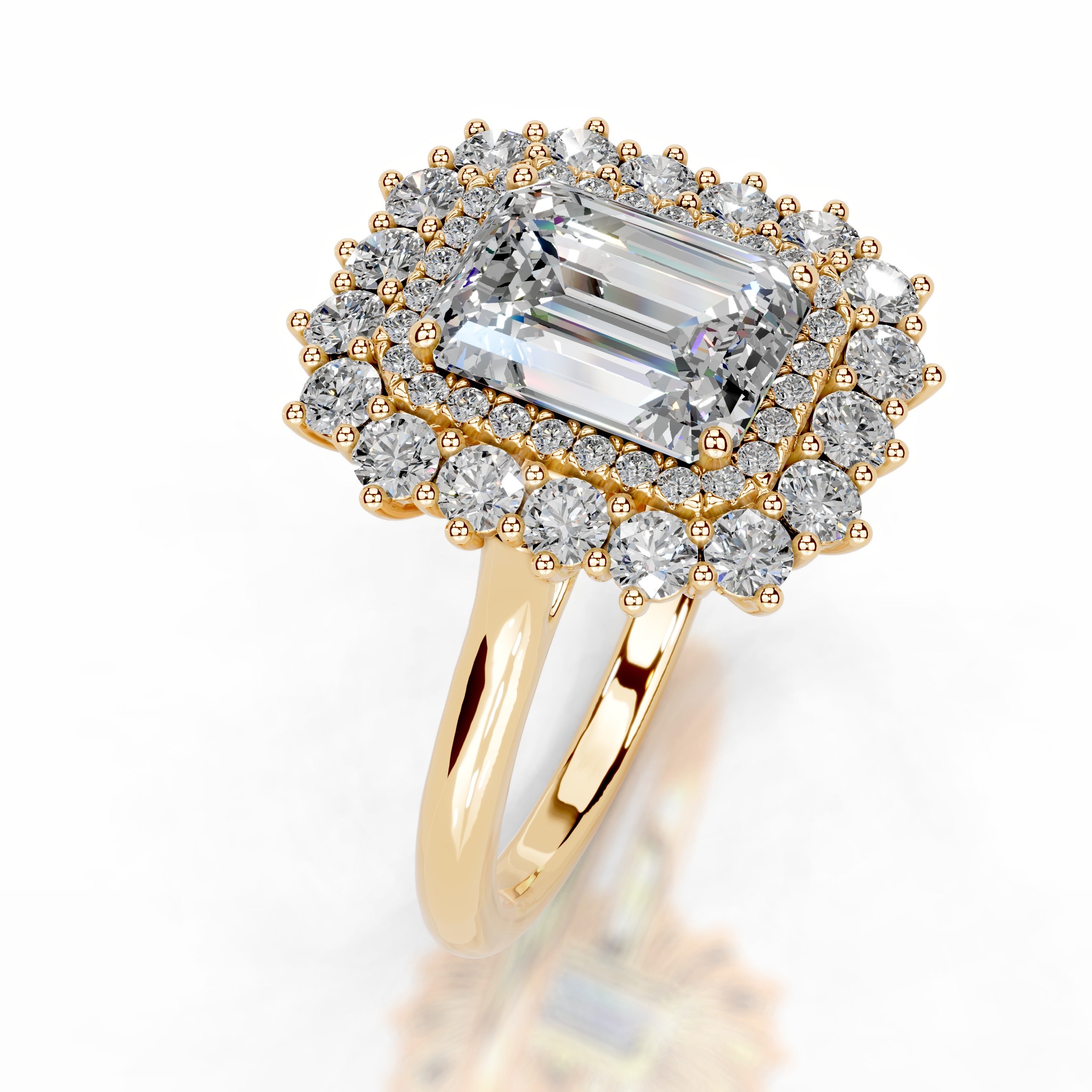 Myaree Moissanite & Diamonds Ring - 18K Yellow Gold