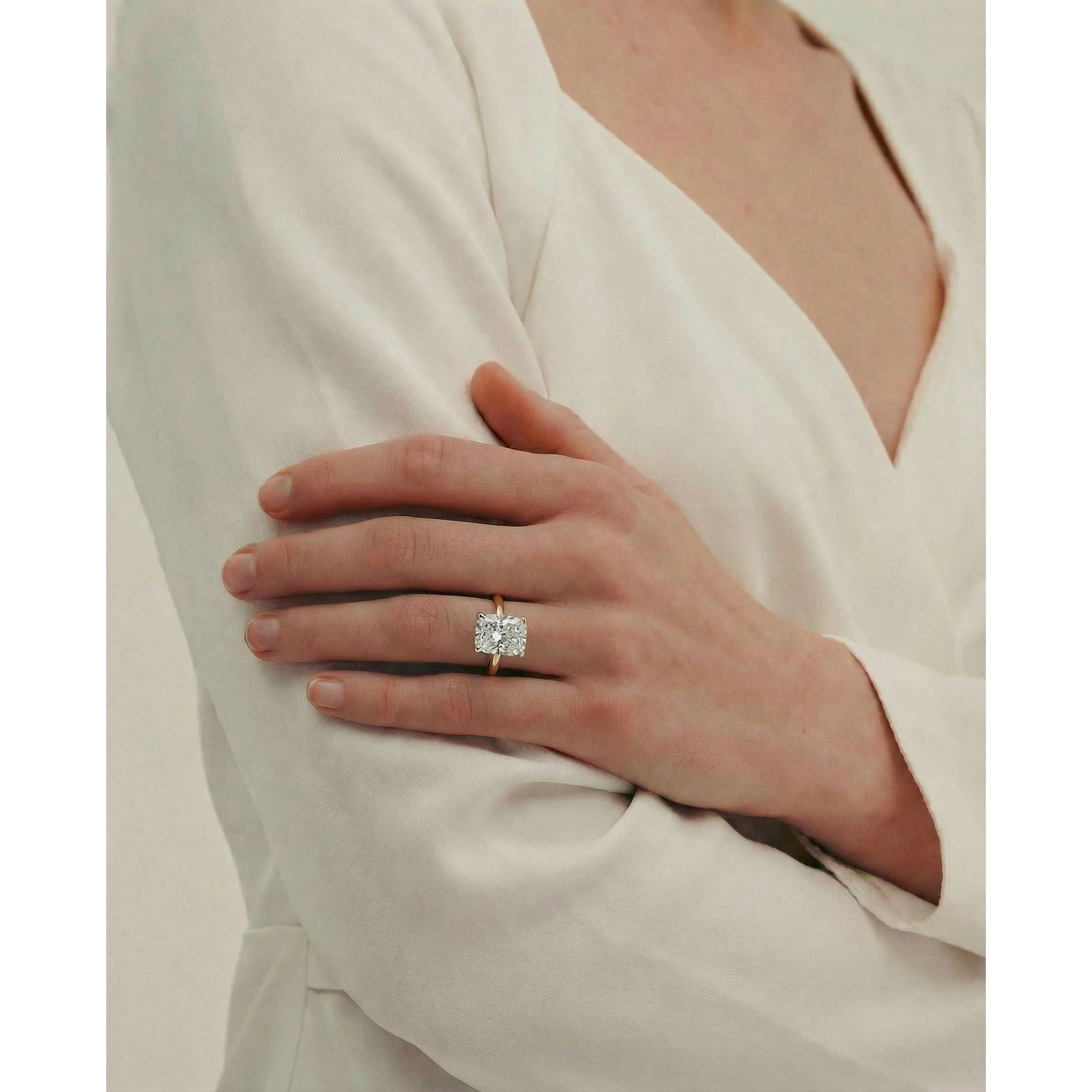 Adaline Lab Grown Diamond Ring Elongated Cushion -18K Yellow Gold