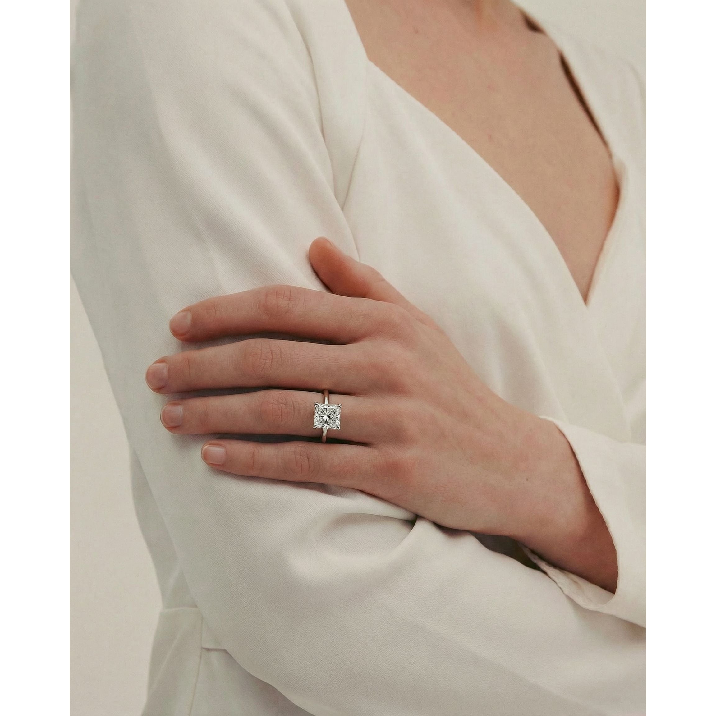 Adaline Lab Grown Diamond Ring Square Radiant -14K White Gold