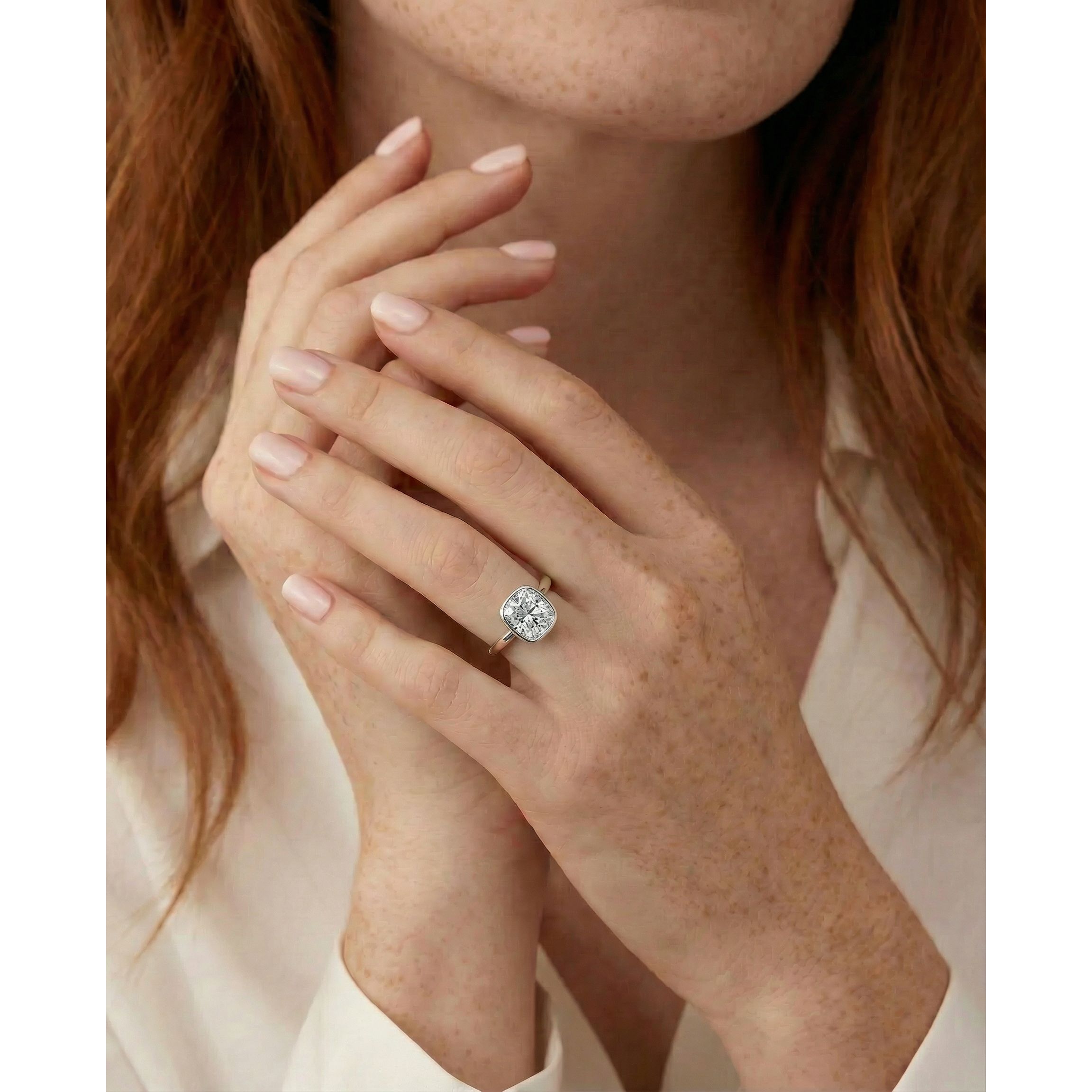 Dima Lab Grown Diamond Ring Elongated Cushion - 14K White Gold