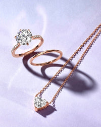 Luna Moissanite & Diamonds Ring -14K White Gold, Hidden Halo, 4.2 Carat ...