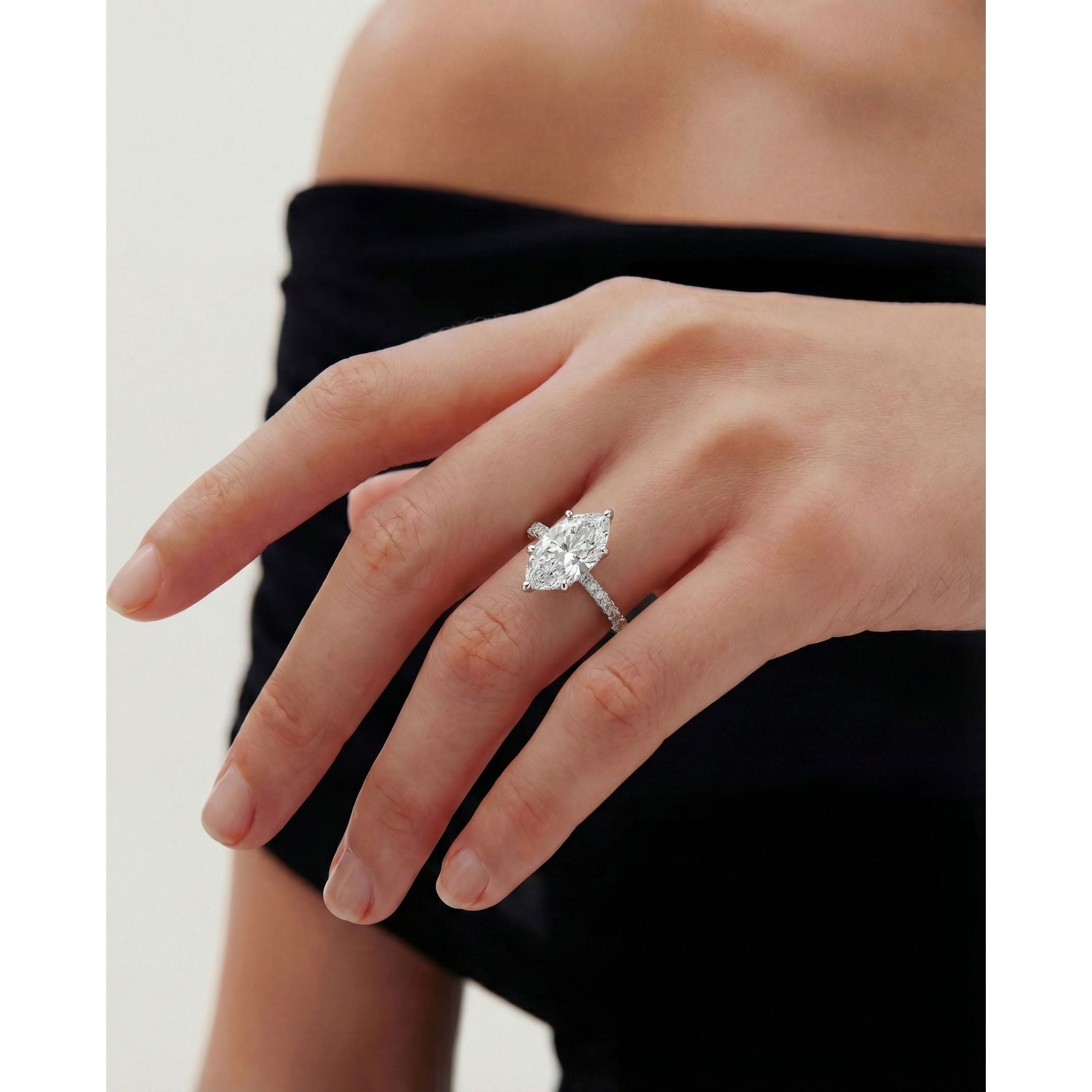Lucy Lab Grown Diamond Ring Marquise -14K White Gold (RTS)