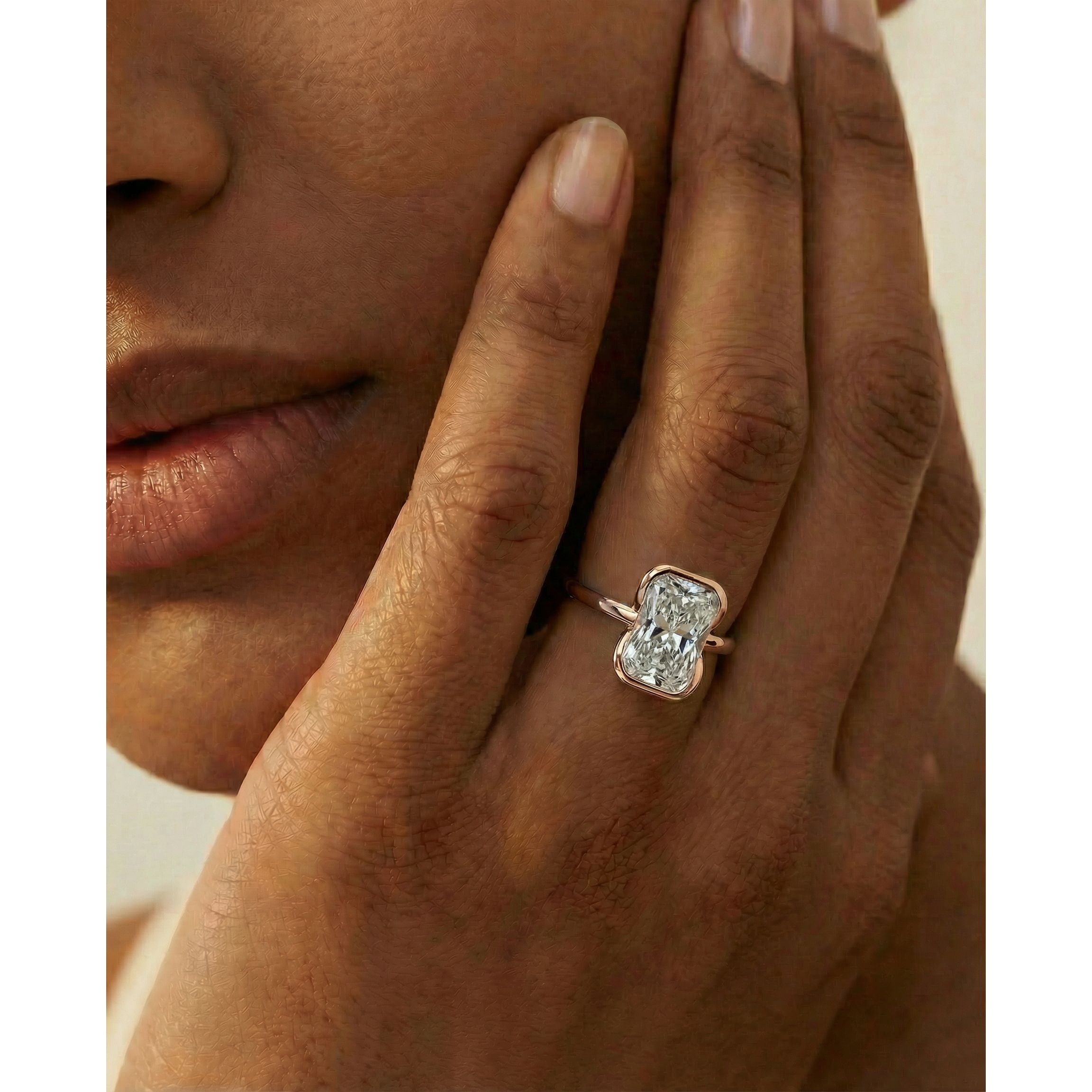 Thor Lab Grown Diamond Ring Elongated Cushion - 14K Rose Gold