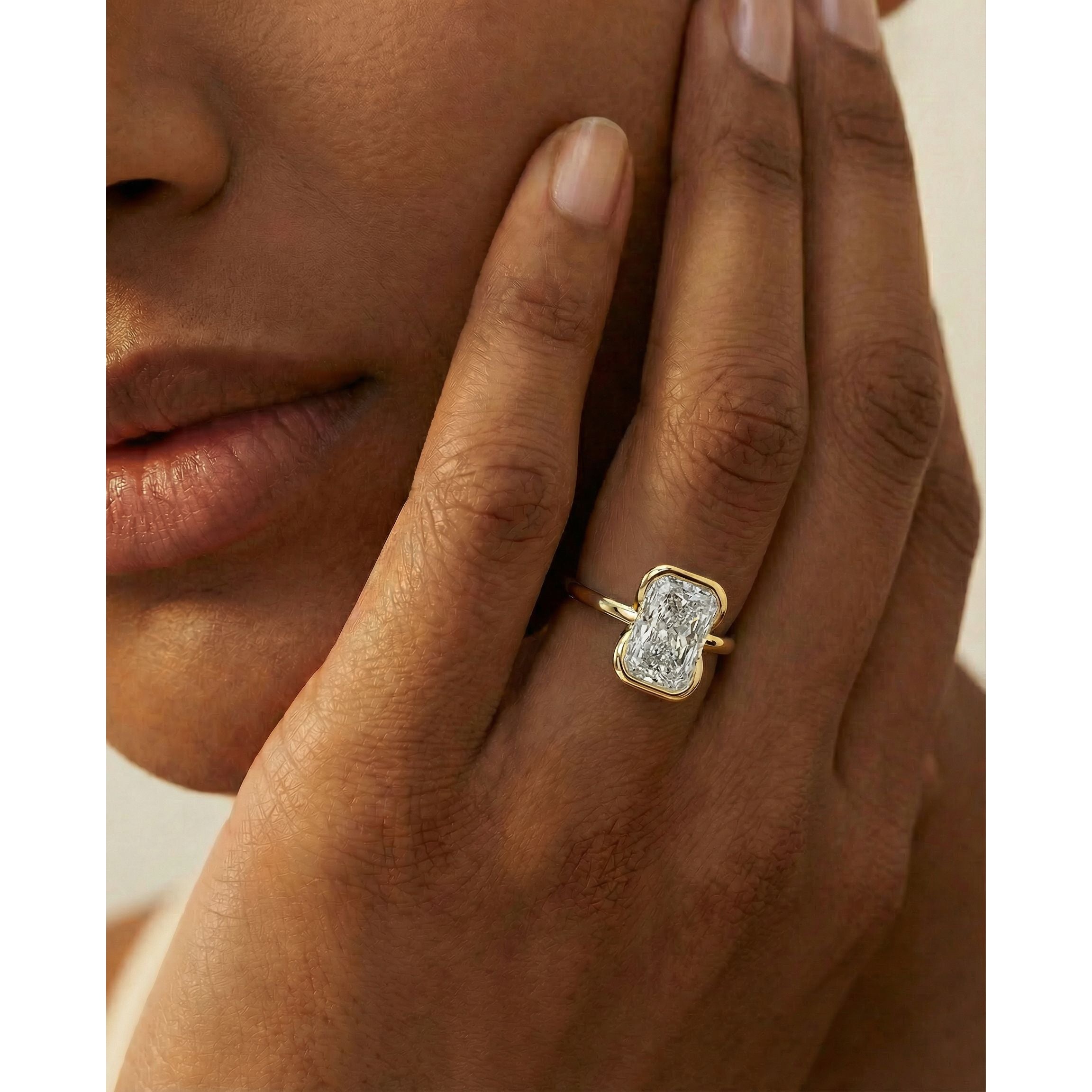 Thor Lab Grown Diamond Ring Elongated Radiant - 18K Yellow Gold