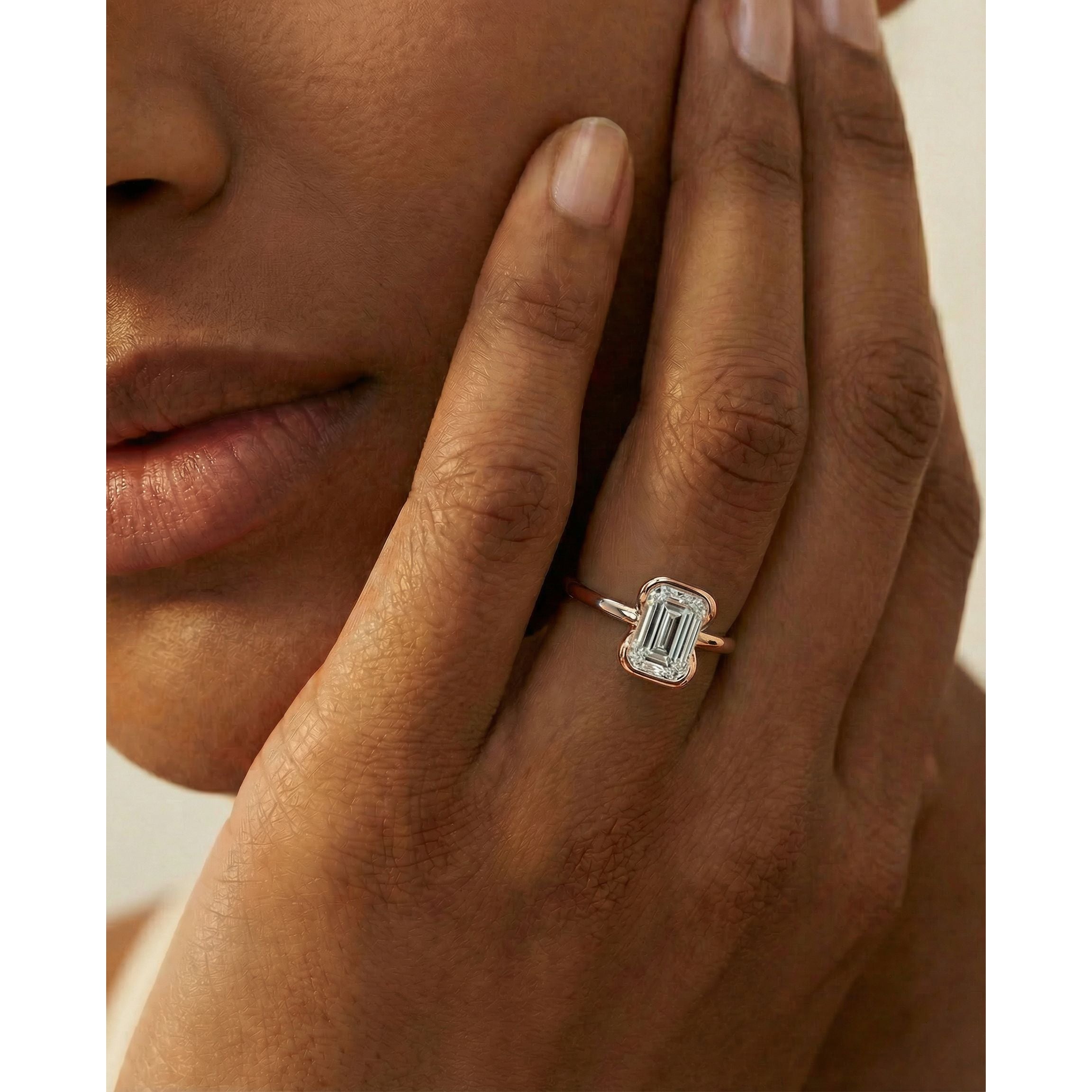 Thor Lab Grown Diamond Ring Emerald - 14K Rose Gold