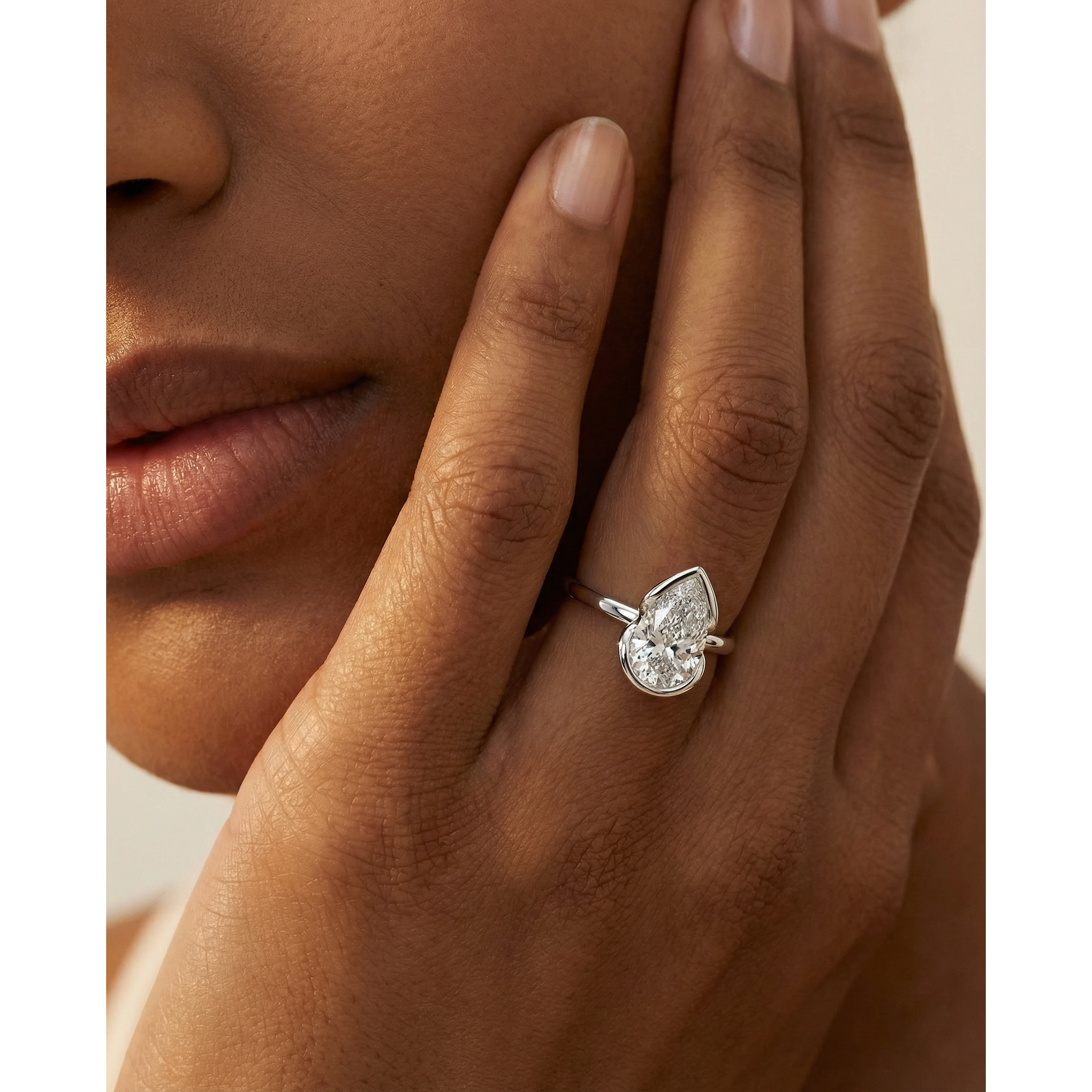 Thor Lab Grown Diamond Ring Pear - 18K White Gold