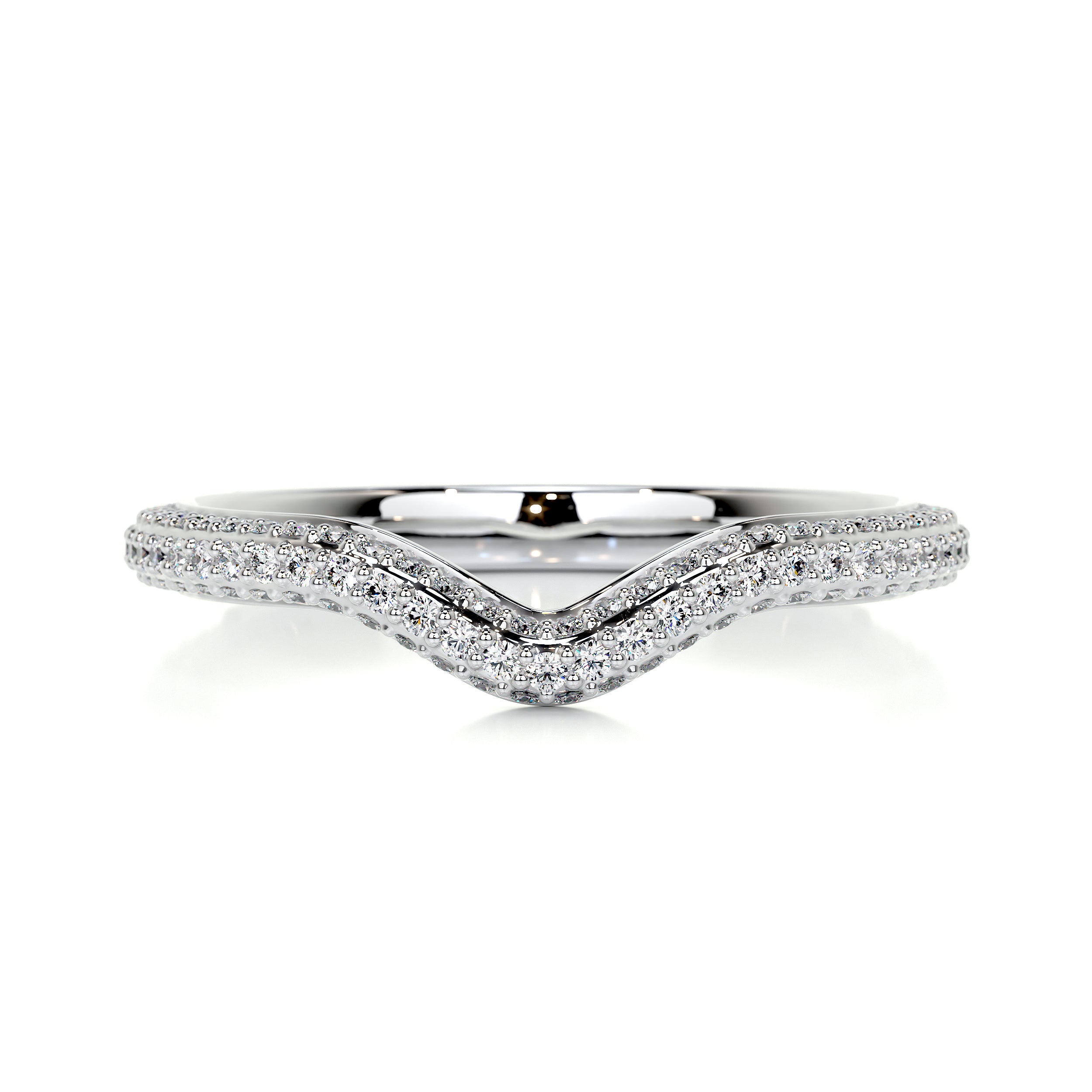 Anastasia Curved Wedding Ring   (0.75 Carat) -18K White Gold