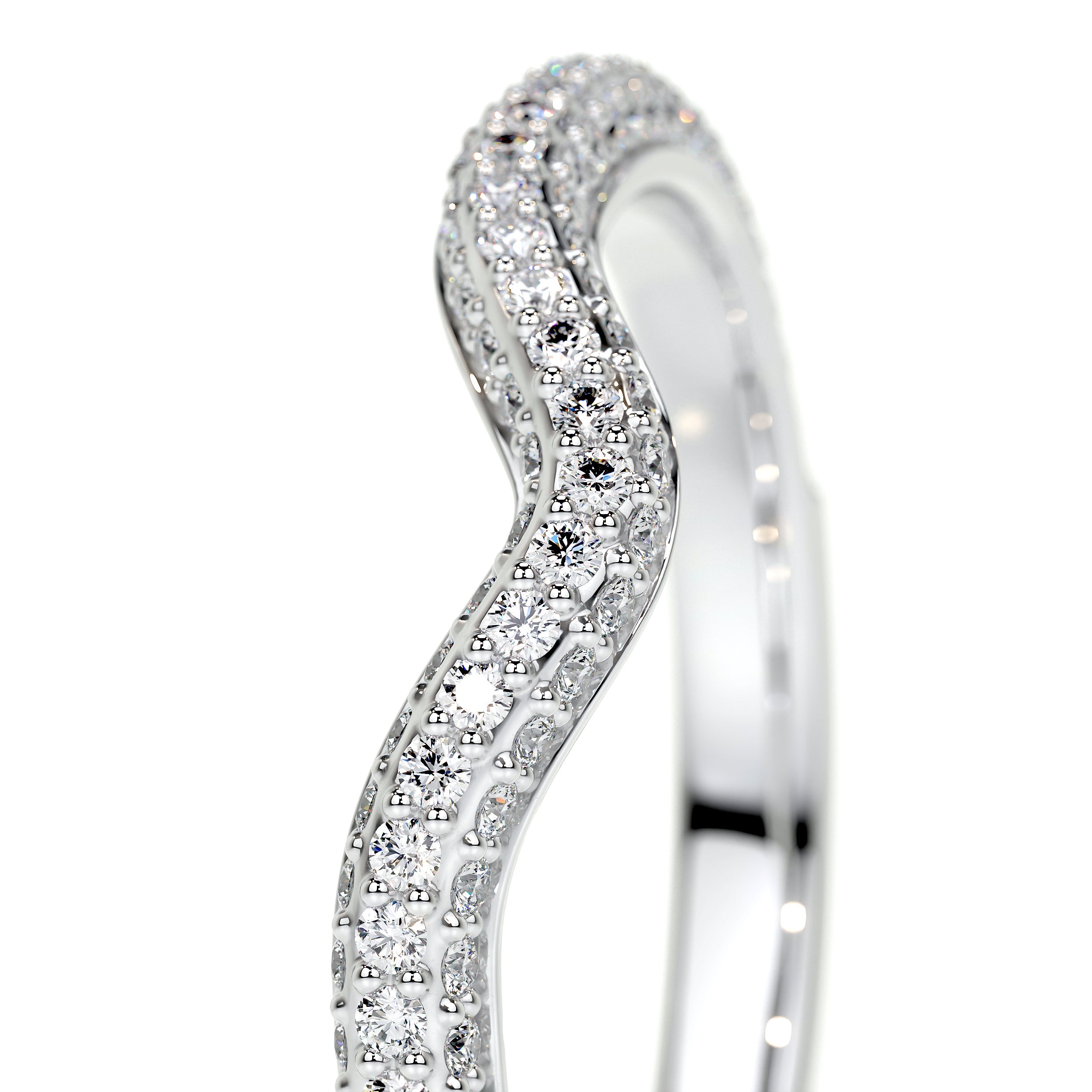Anastasia Lab Grown Curved Wedding Ring   (0.75 Carat) -18K White Gold