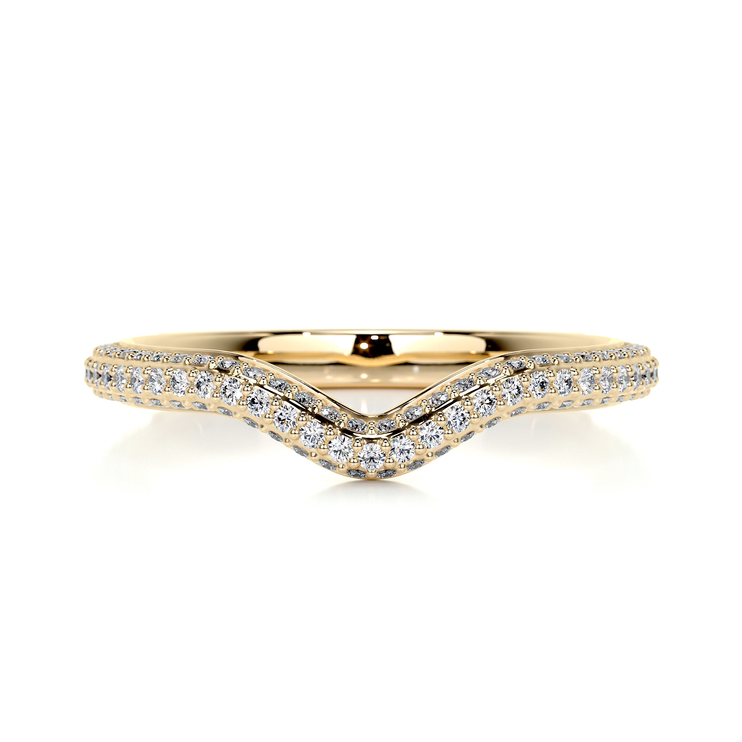 Anastasia Curved Wedding Ring   (0.75 Carat) -18K Yellow Gold