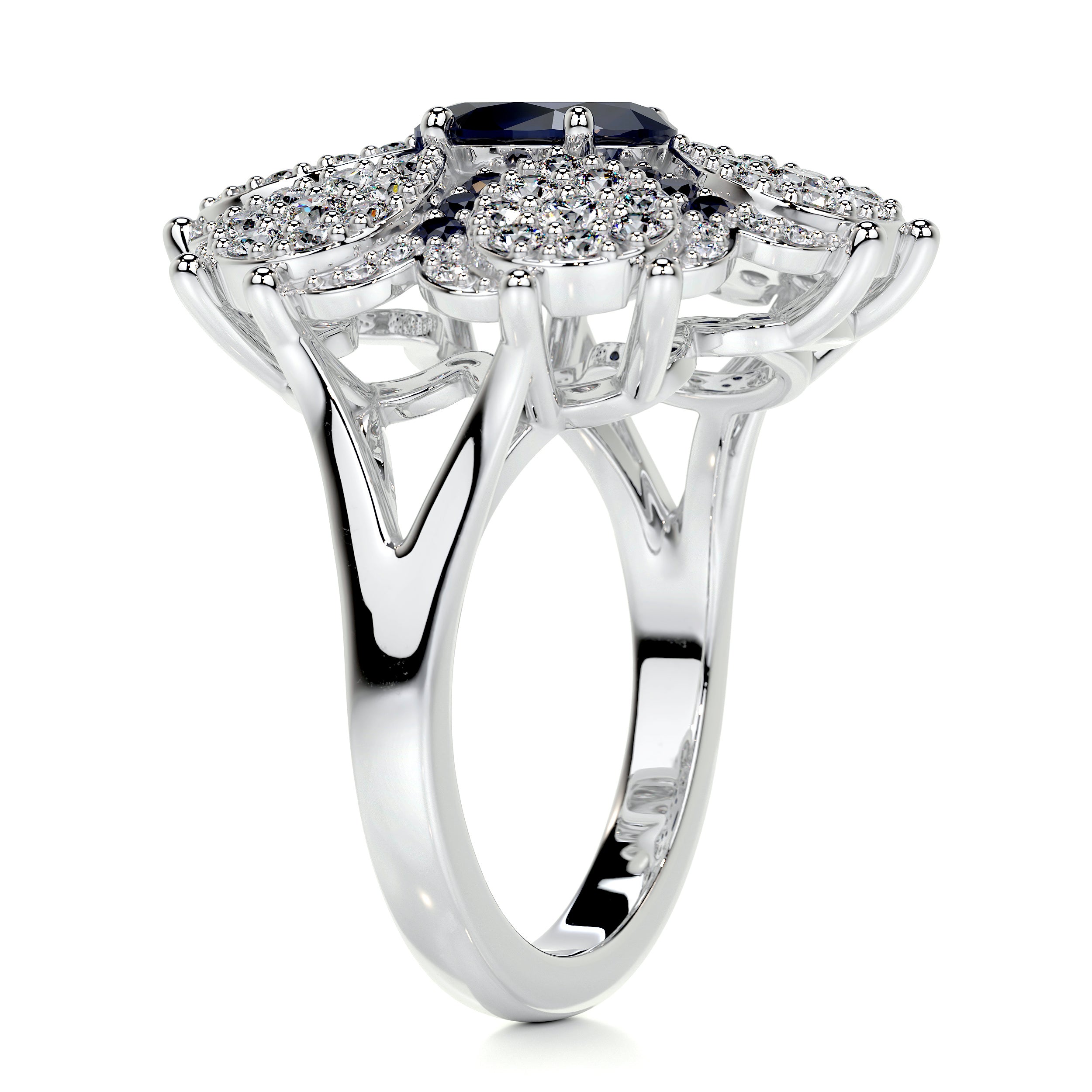 Amora Fashion Gemstones & Diamonds Ring   (2.91 Carat) -18K White Gold