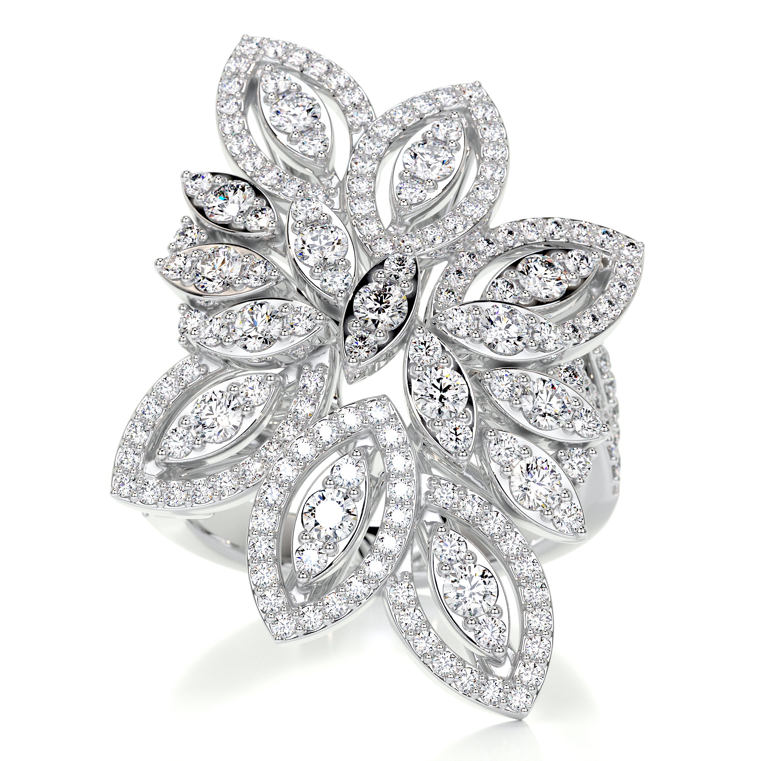 Flowing Floral 18k White Gold + Diamond Ring | White gold diamond rings, White  gold diamonds, White gold