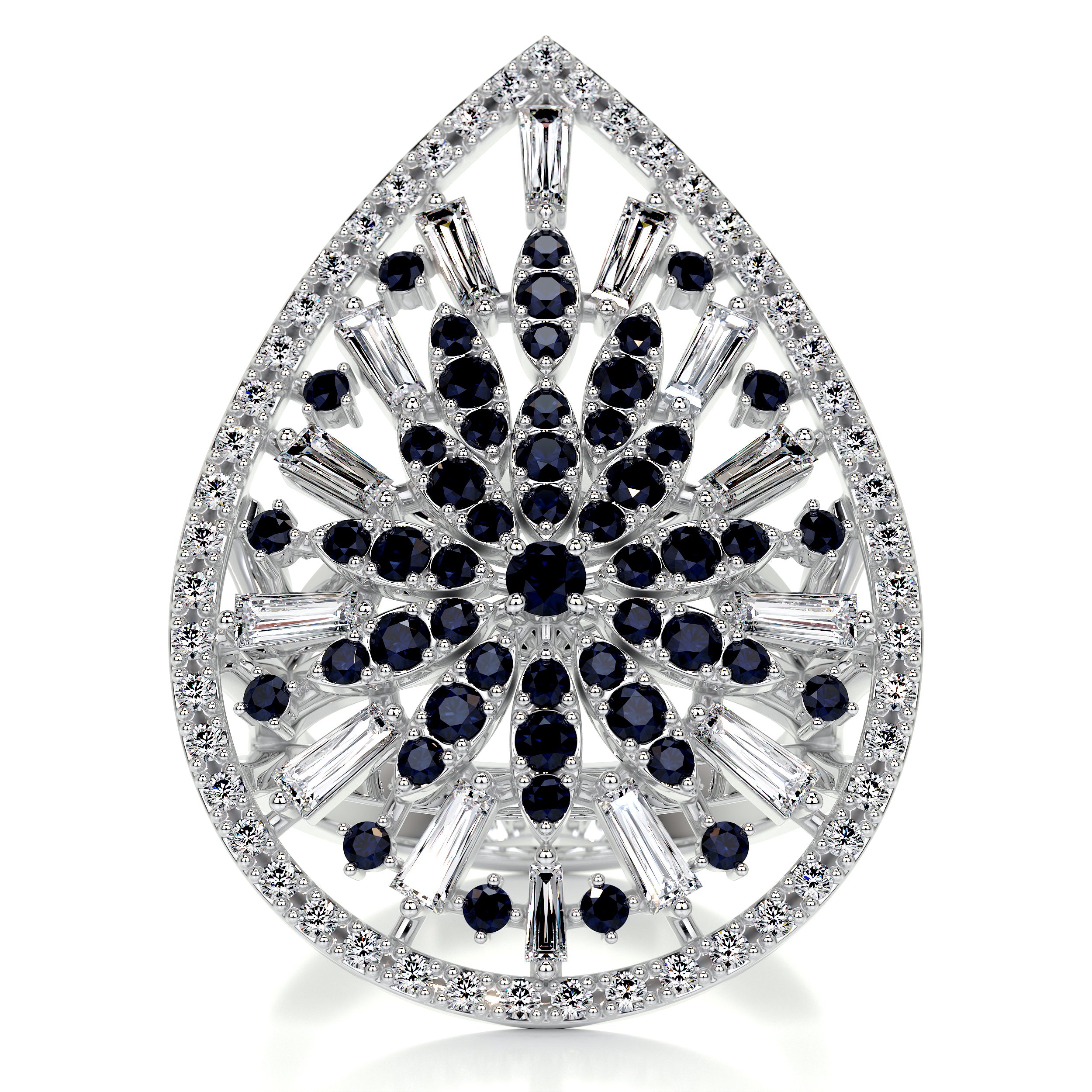 Emmaline Fashion Gemstones & Diamonds Ring   (1.81 Carat) -18K White Gold