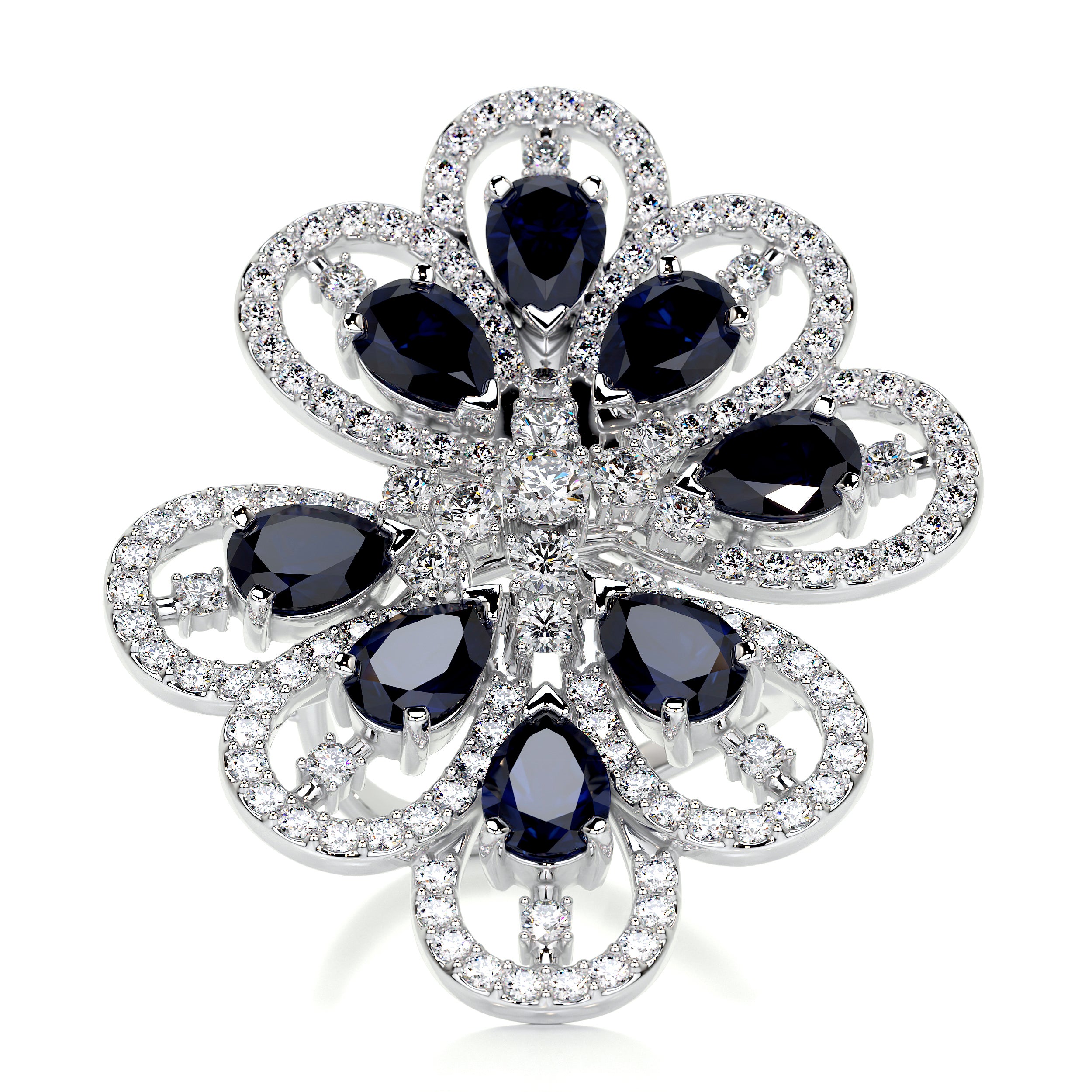 Jayden Fashion Gemstones & Diamonds Ring   (4.55 Carat) -18K White Gold