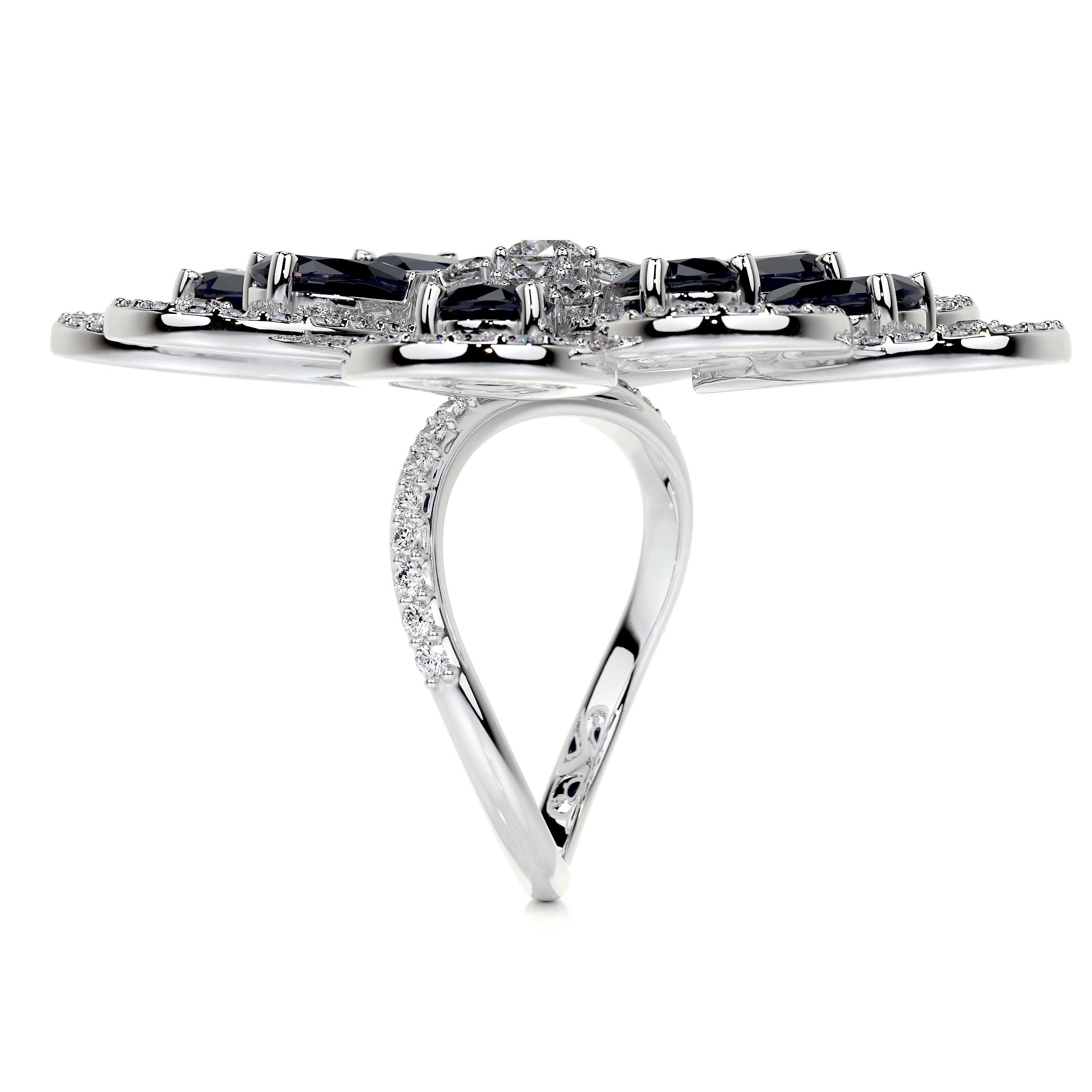 Jayden Fashion Gemstones & Diamonds Ring   (4.55 Carat) -18K White Gold