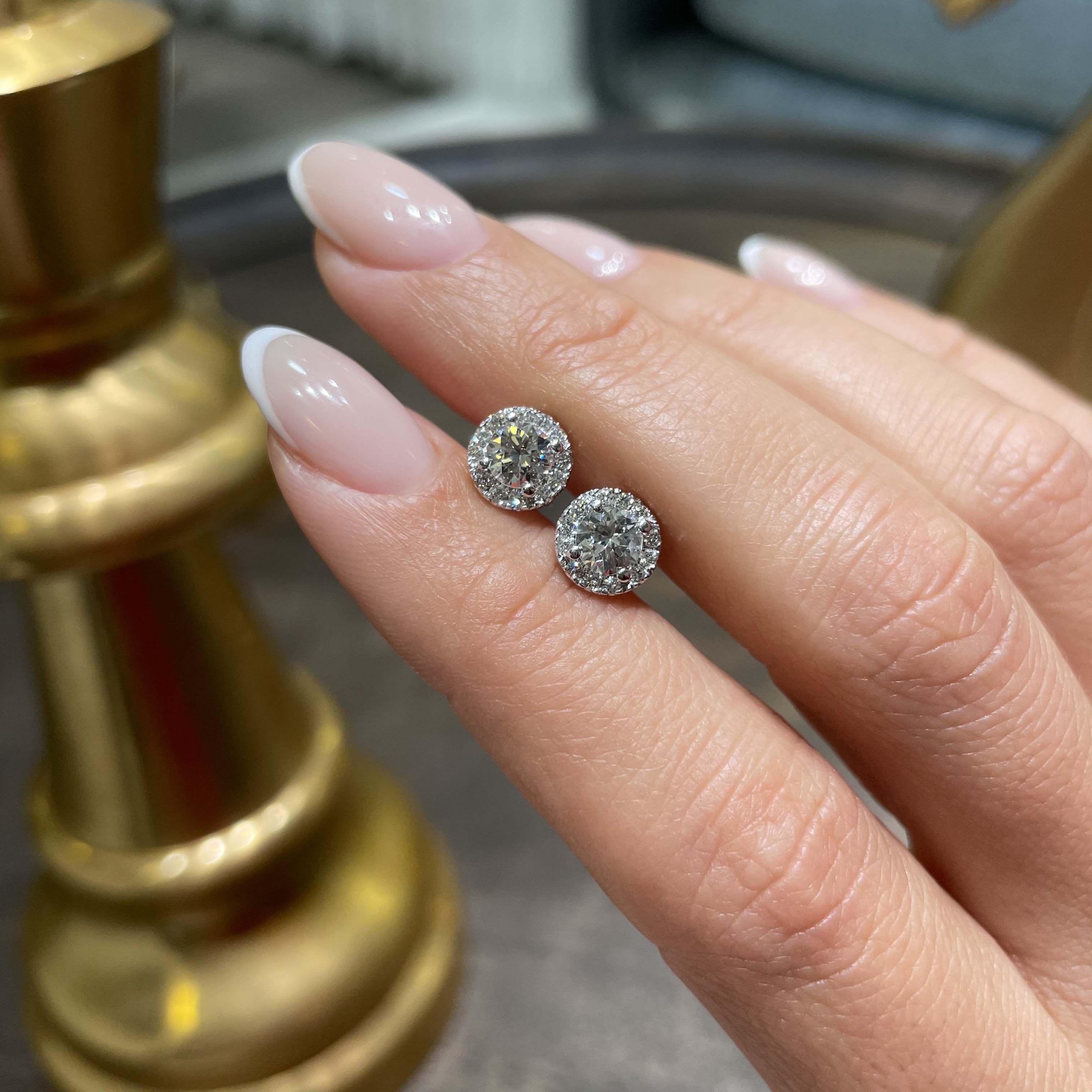 Erica Lab Grown Diamond Earrings   (1 Carat) -18K White Gold