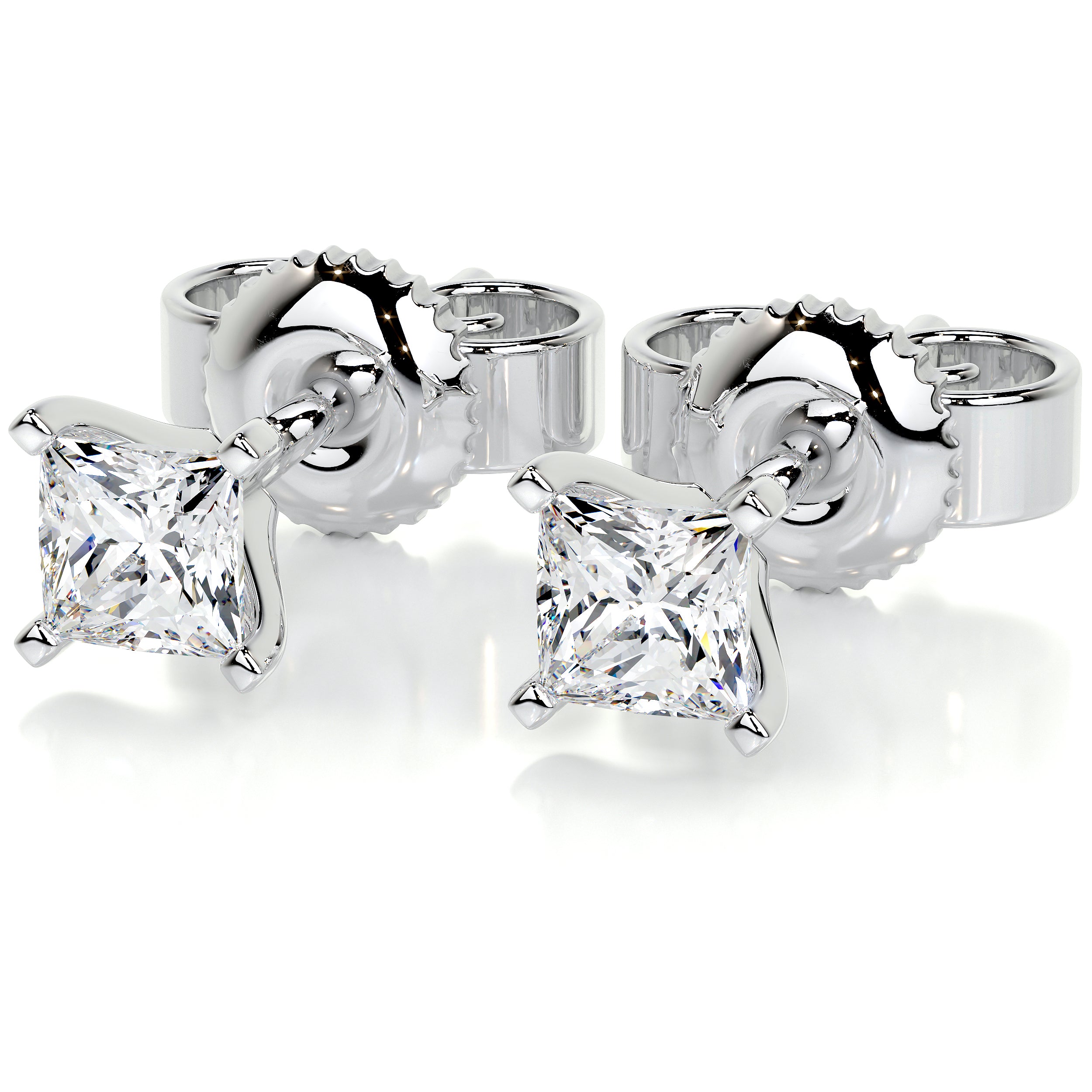 Magnolia Lab Grown Diamond Earrings   (4 Carat) -14K White Gold