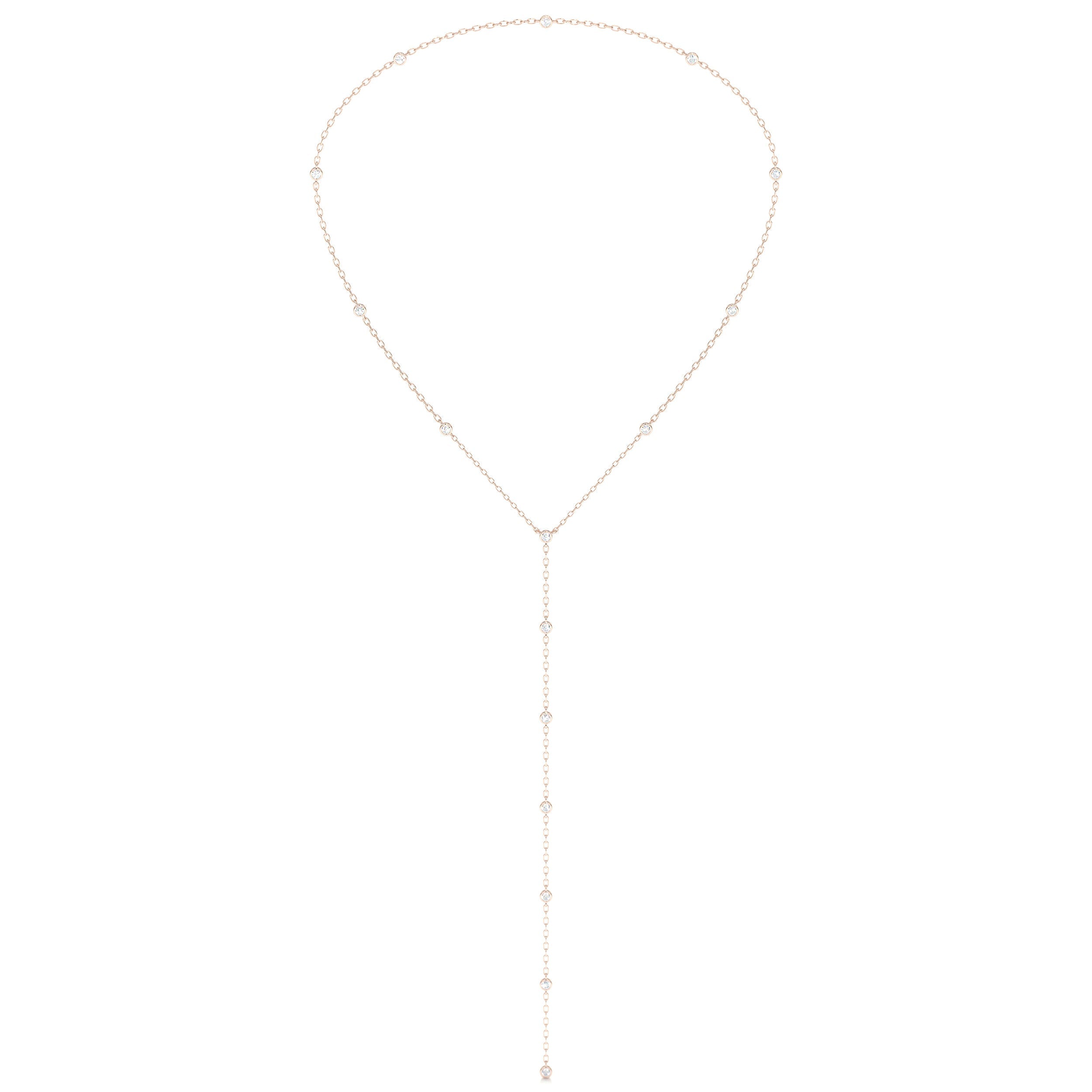 Tie Lab Grown Diamond Necklace   (1.1 Carat) -14K Rose Gold