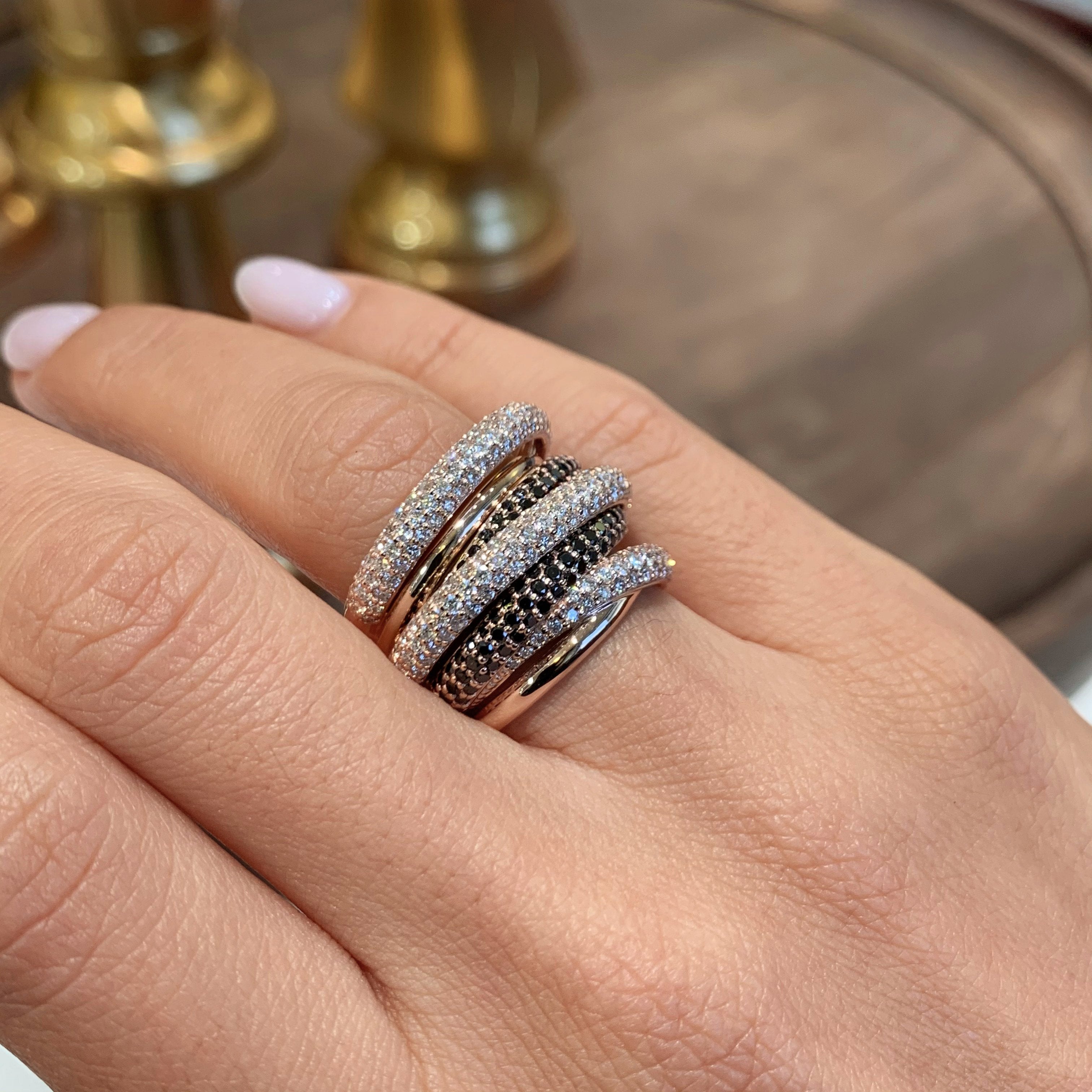 Aurora Black & White Lab Grown Diamond Wedding Ring   (3 Carat) -14K Rose Gold