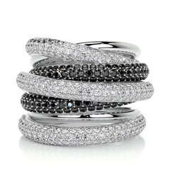 Aurora Black & White Diamond Wedding Ring (3 Carat) -14K White Gold