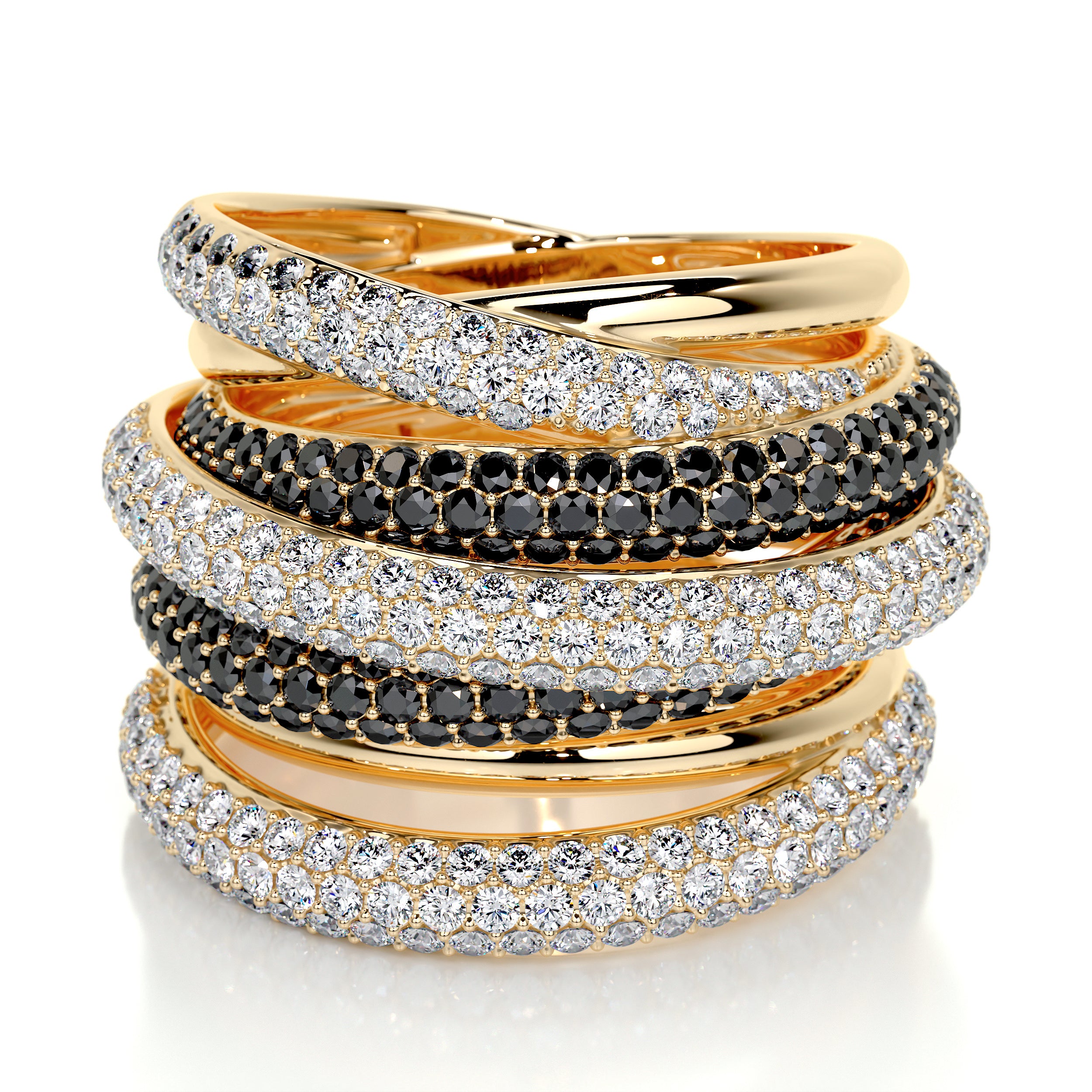 Aurora Black & White Lab Grown Diamond Wedding Ring   (3 Carat) -18K Yellow Gold
