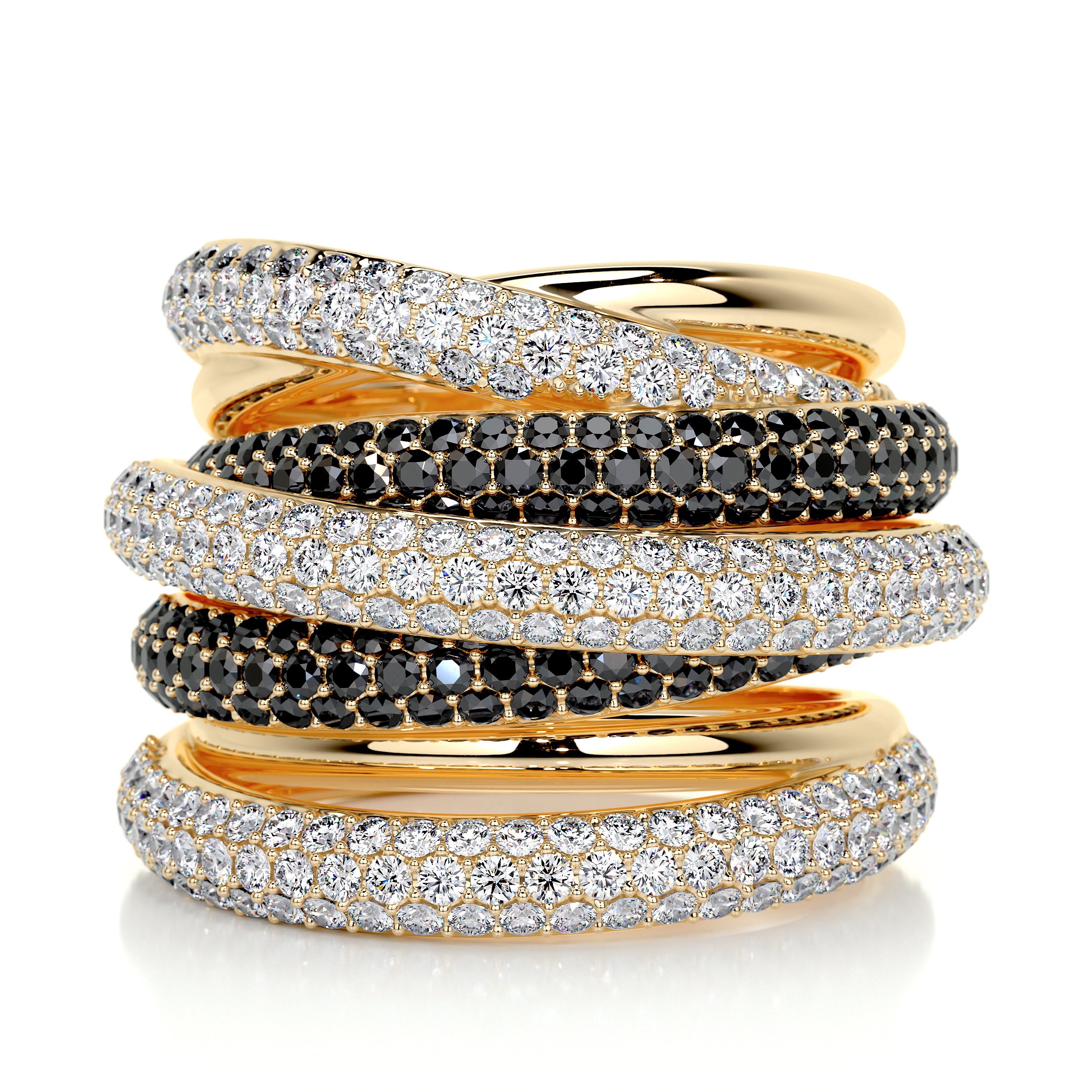 Black and white diamond yellow gold ring Clearance