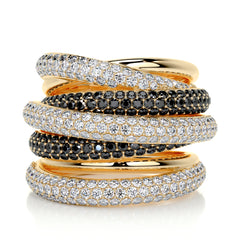 Aurora Black & White Diamond Wedding Ring (3 Carat) -18K Yellow Gold