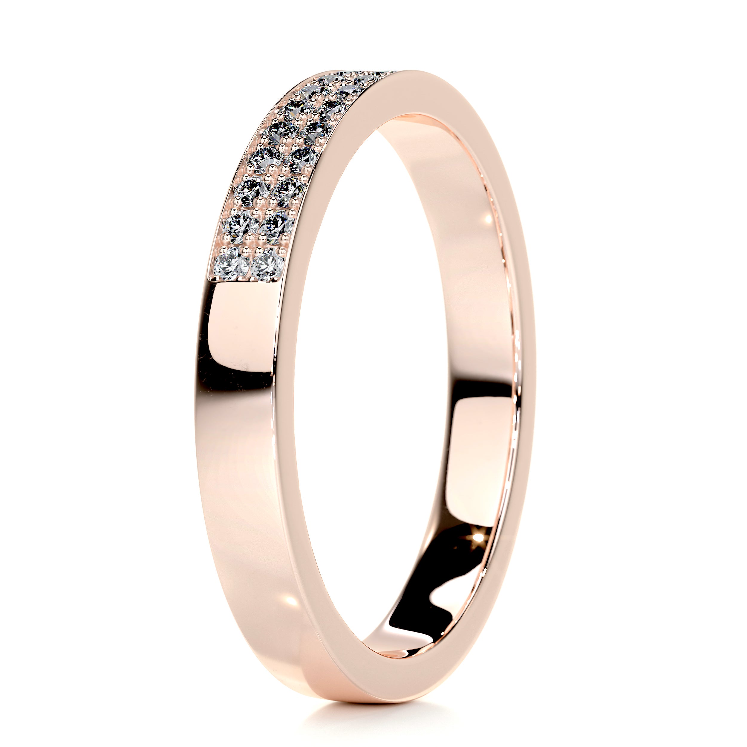 June Diamond Wedding Ring   (0.2 Carat) - 14K Rose Gold