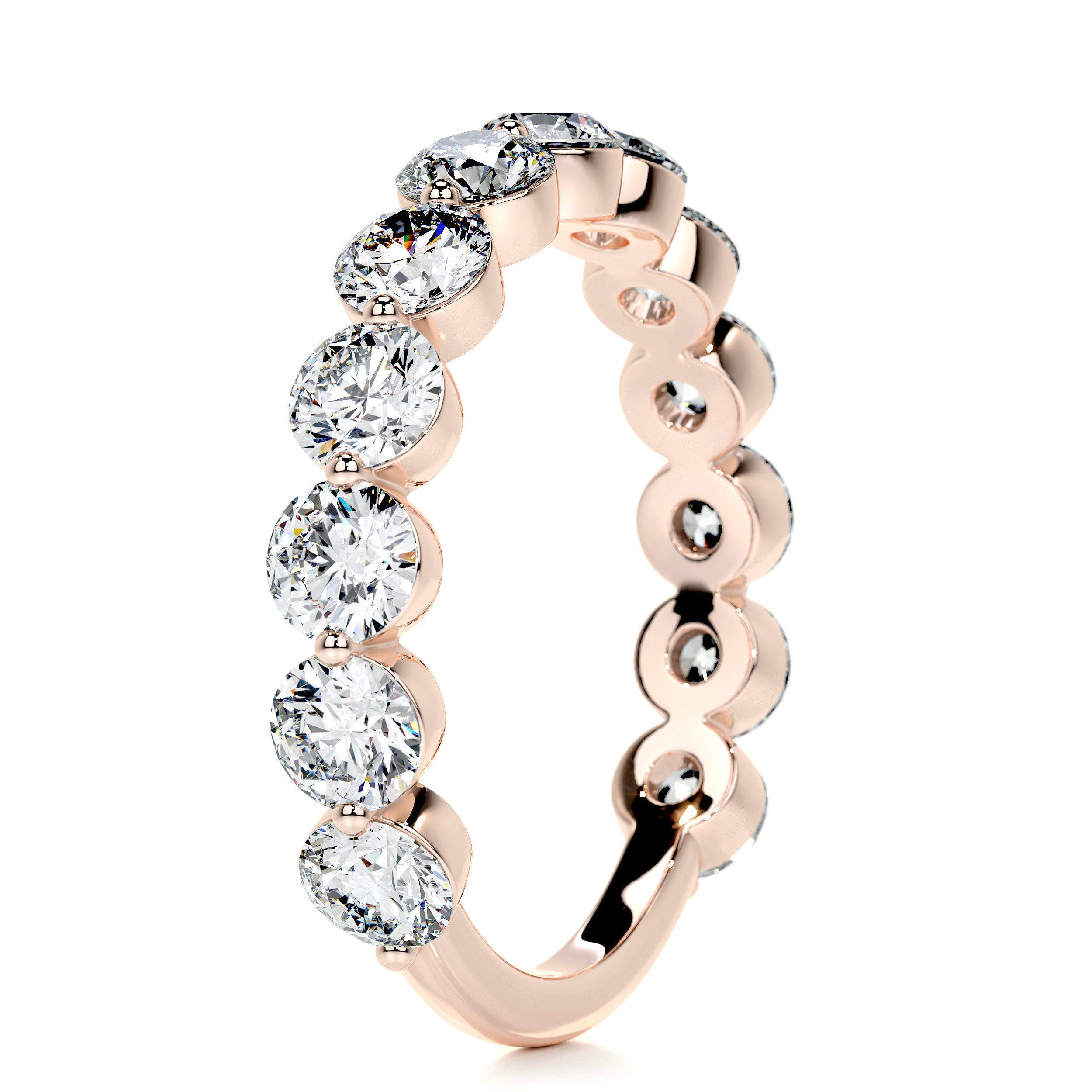 Josie Half-Eternity Wedding Ring   (2 Carat) -14K Rose Gold