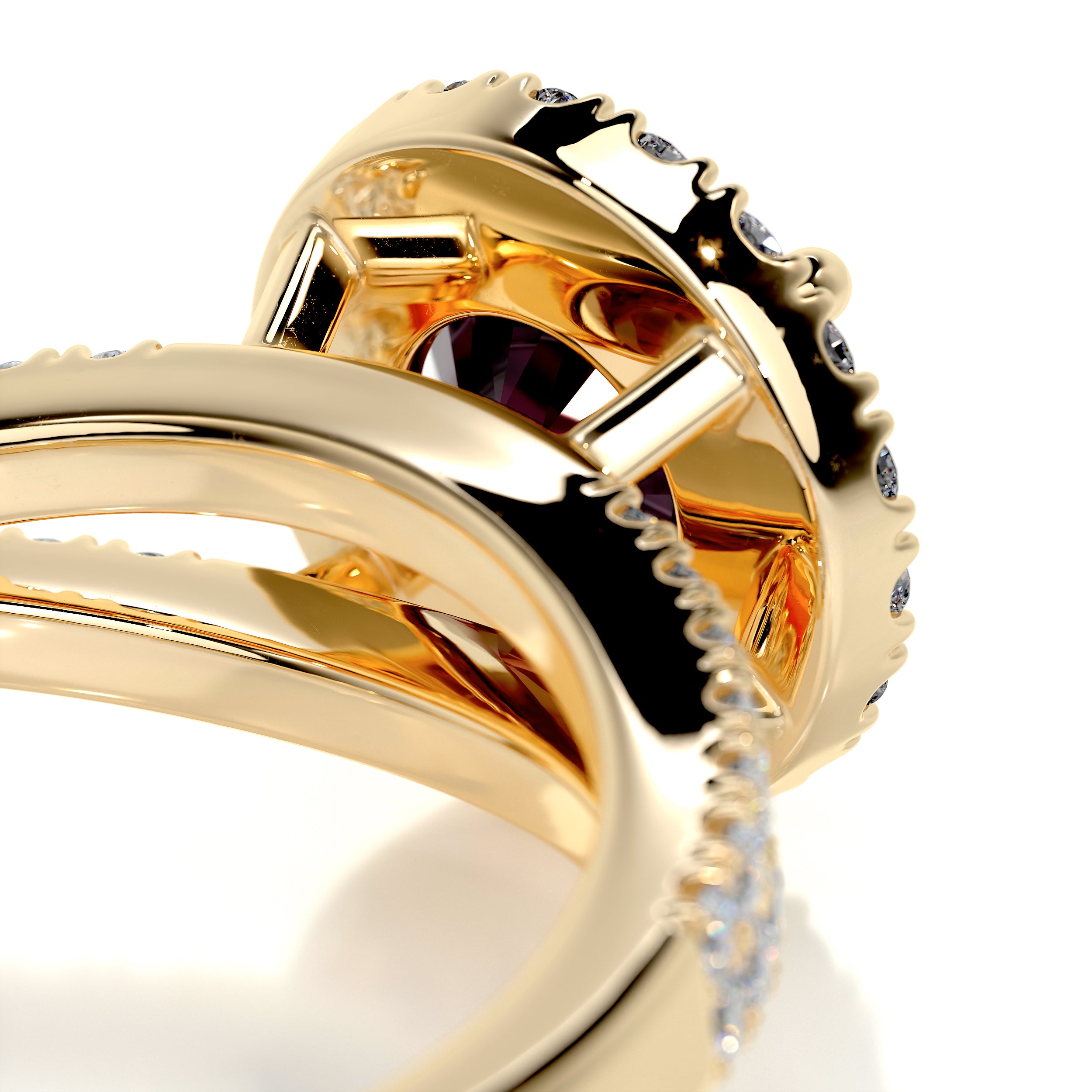 Hazel Gemstone & Diamonds Ring   (1.25 Carat) -18K Yellow Gold