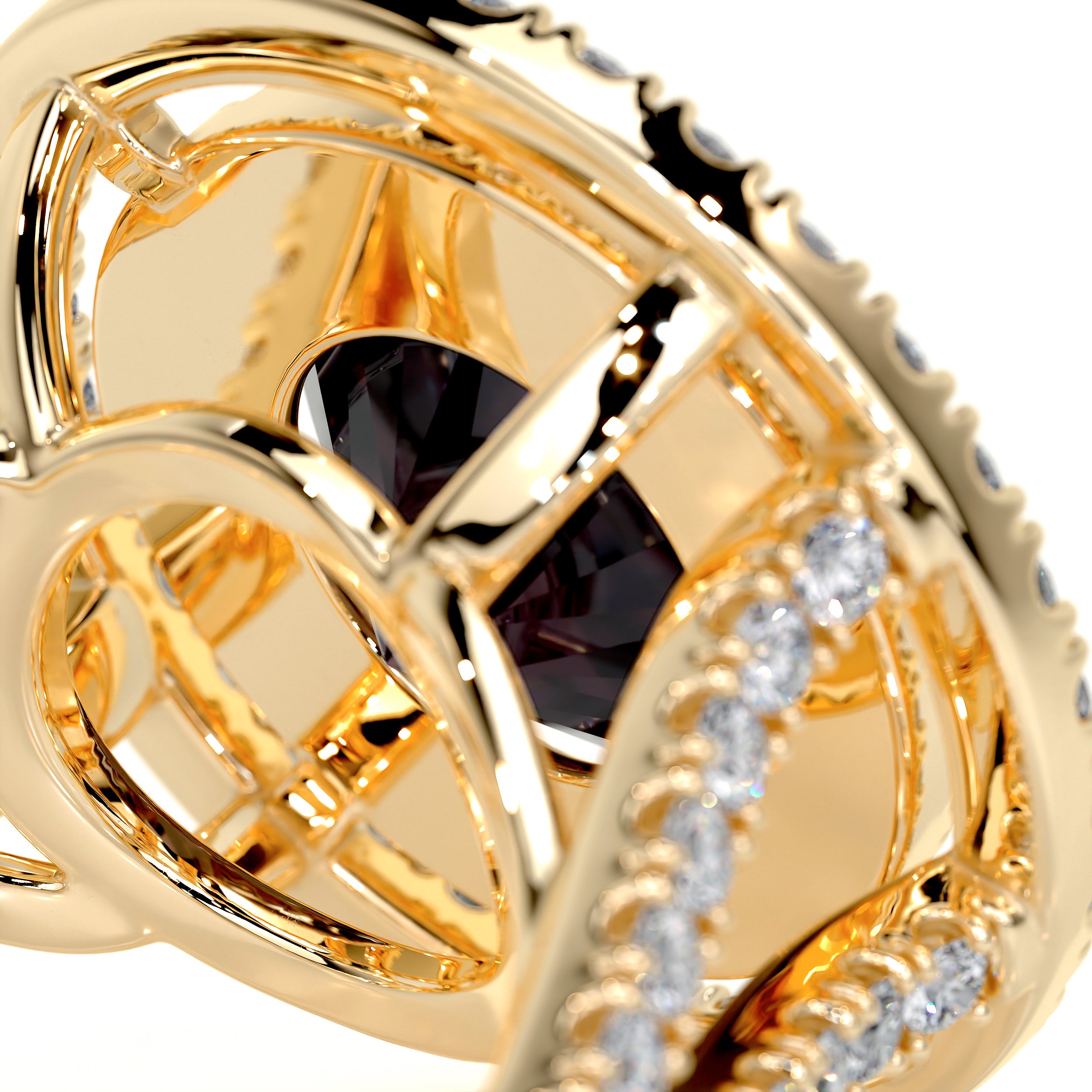 Naomi Gemstone & Diamonds Ring   (5 Carat) -18K Yellow Gold