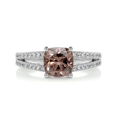 Sadie Champagne Gemstone & Diamonds Ring (2 Carat) -18K White Gold