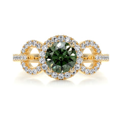 Elize Green Gemstone & Diamonds Ring (1.25 Carat) -18K Yellow Gold