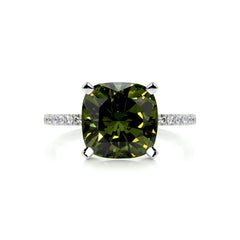 Stephanie Gemstone & Diamonds Ring (6 Carat) -18K White Gold
