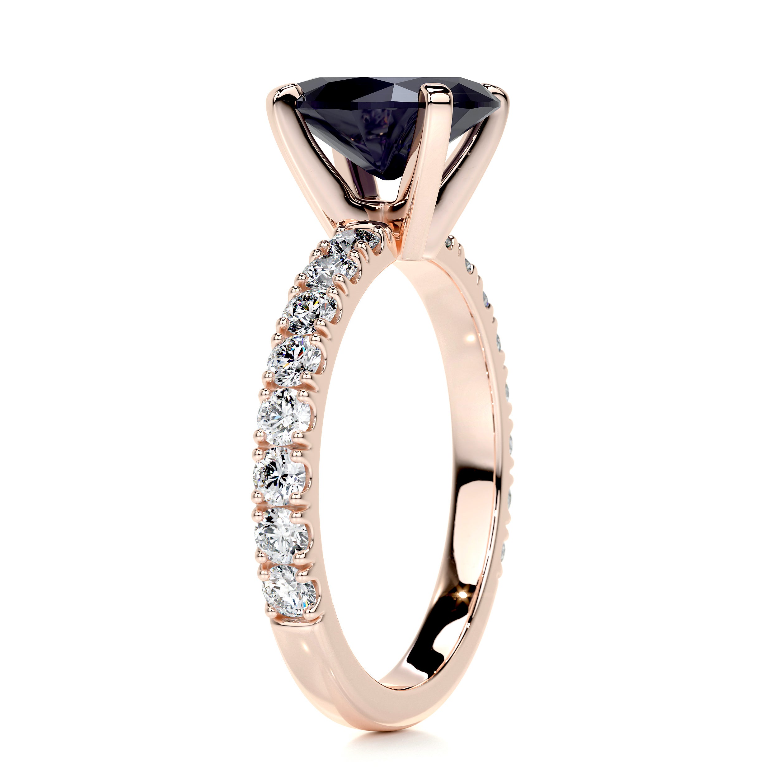 Alison Gemstone & Diamonds Ring   (3 Carat) -14K Rose Gold