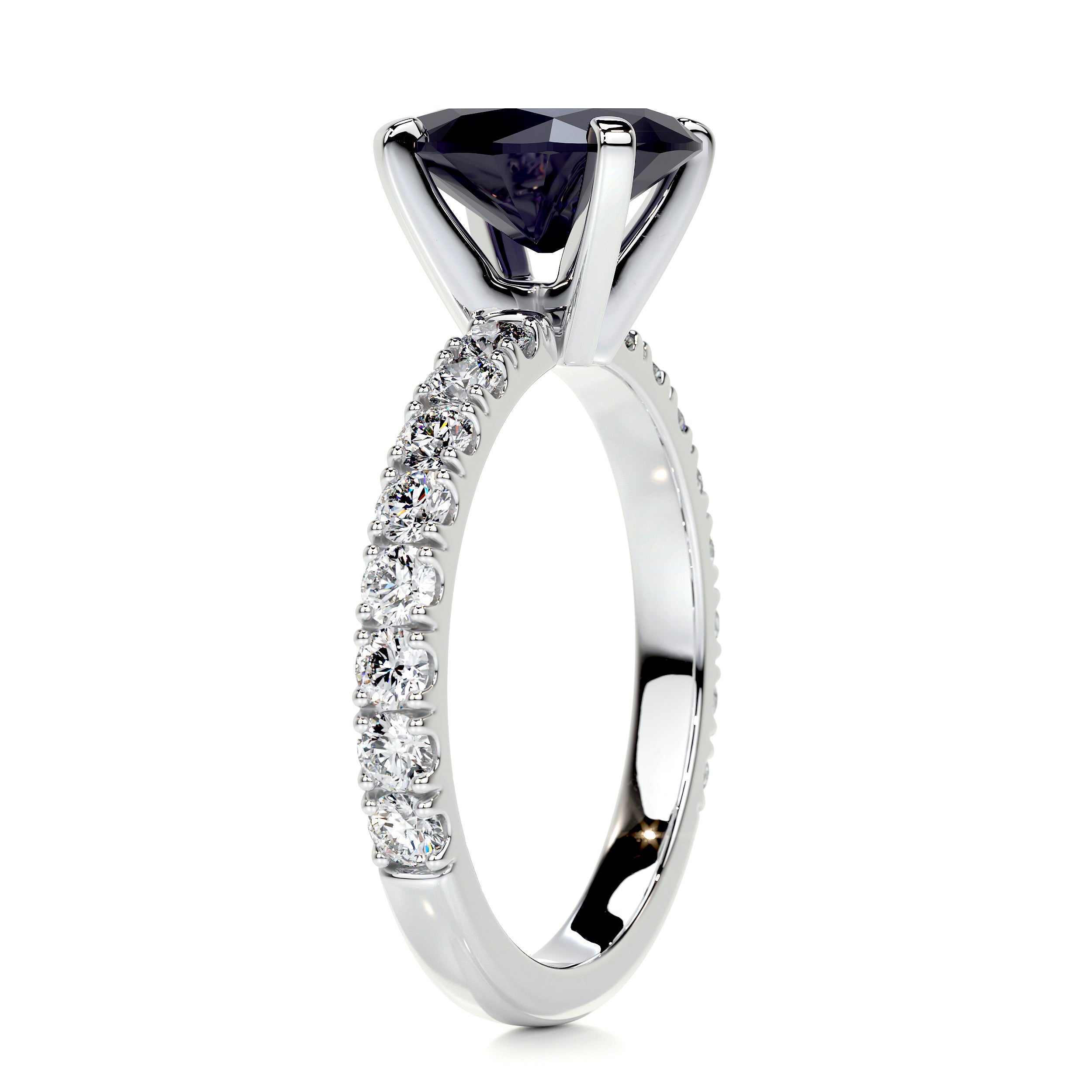 Alison Gemstone & Diamonds Ring   (3 Carat) -14K White Gold