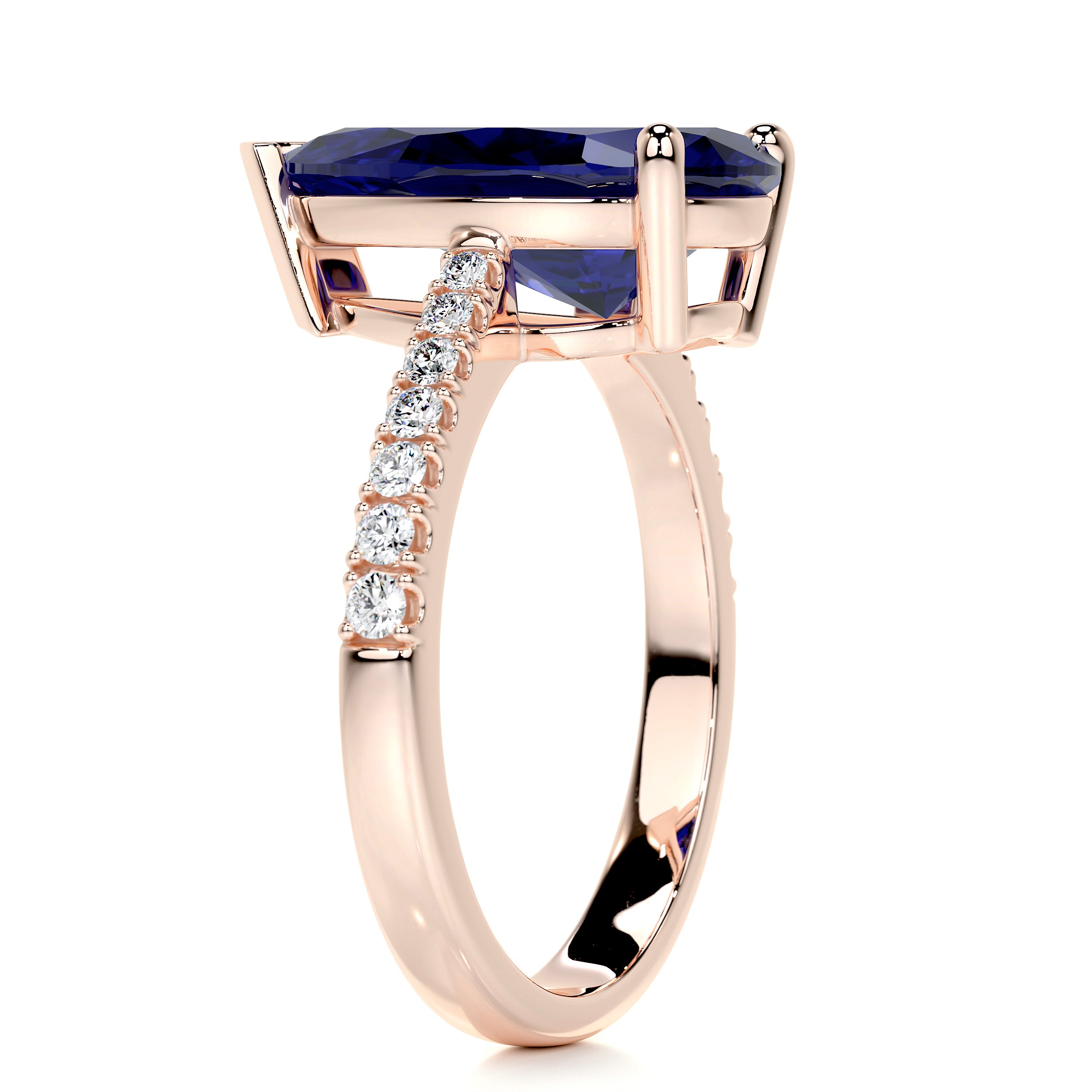 Anna Gemstone & Diamonds Ring   (4.15 Carat) -14K Rose Gold