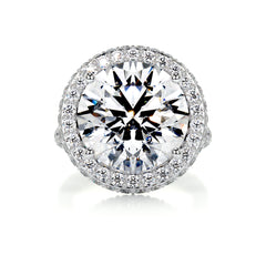 Asia Moissanite & Diamond Ring -Platinum