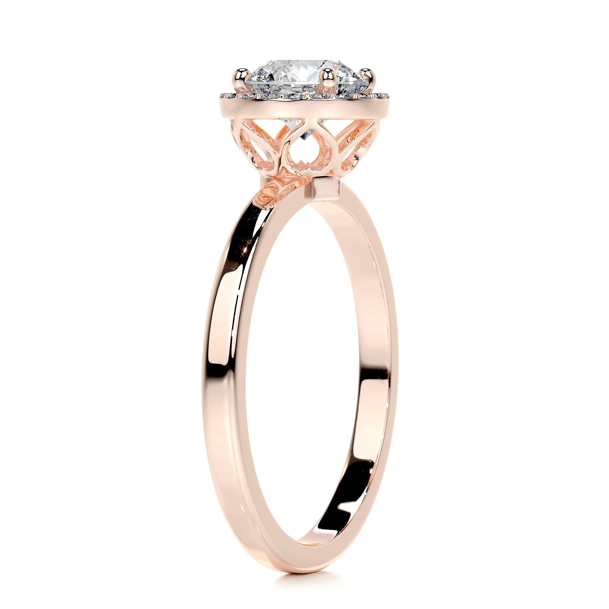 Anne Moissanite & Diamonds Ring   (1.10 Carat) -14K Rose Gold