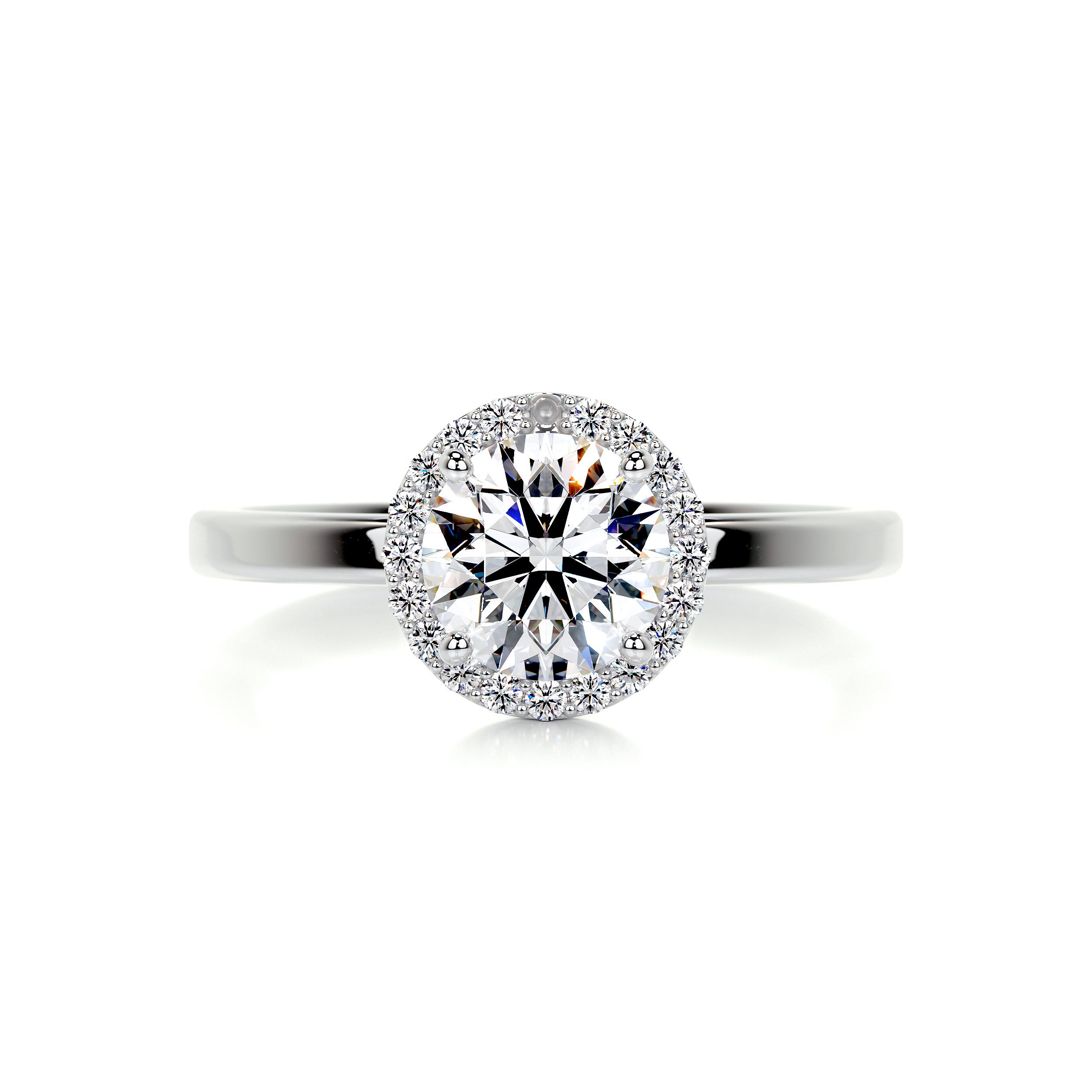 Anne Moissanite & Diamonds Ring   (1.10 Carat) -18K White Gold