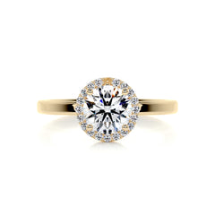Anne Moissanite & Diamond Ring -18K Yellow Gold