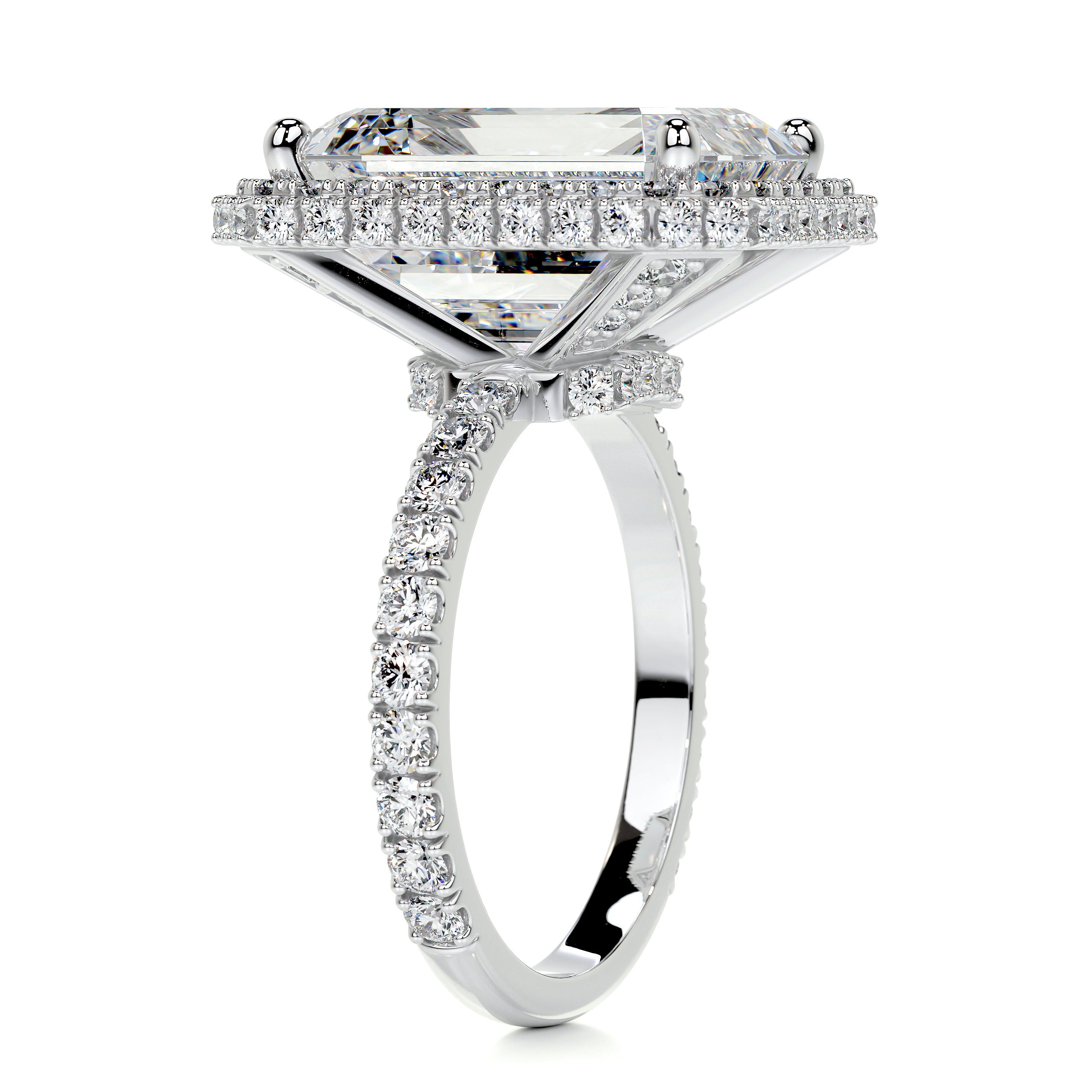 Claire Moissanite & Diamonds Ring   (8 Carat) -14K White Gold