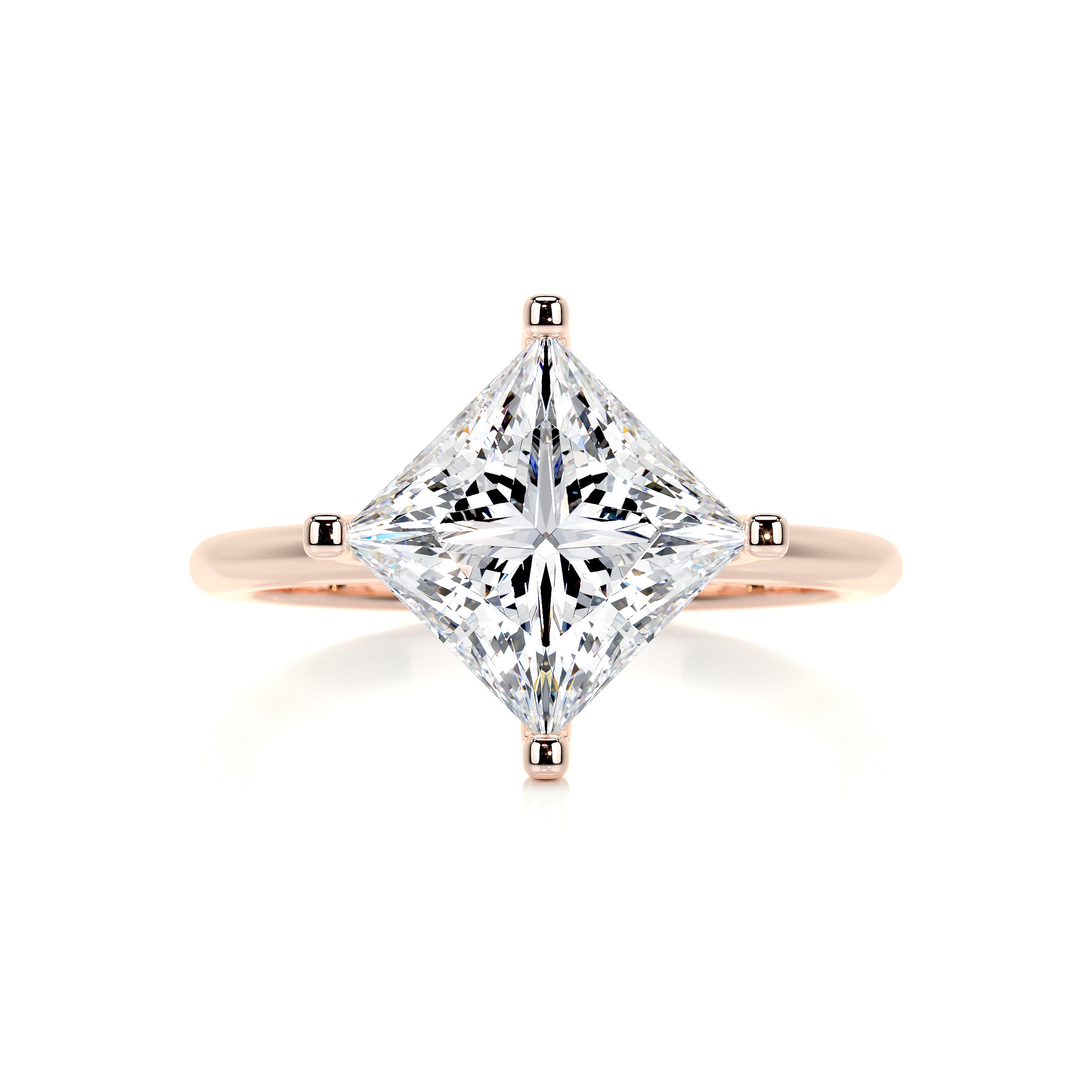 Alma Moissanite & Diamonds Ring   (3 Carat) -14K Rose Gold