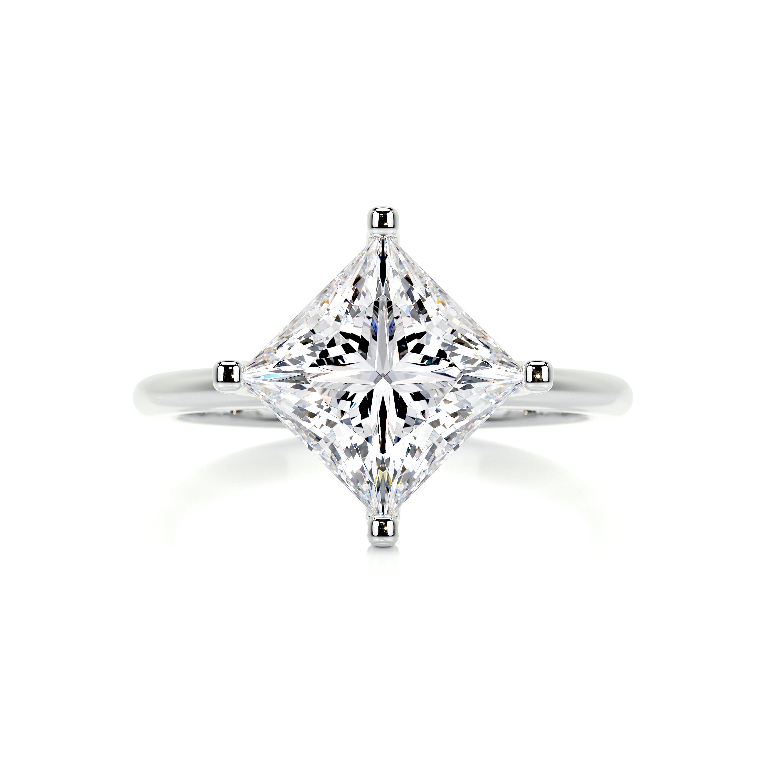 Alma Moissanite & Diamonds Ring   (3 Carat) -18K White Gold