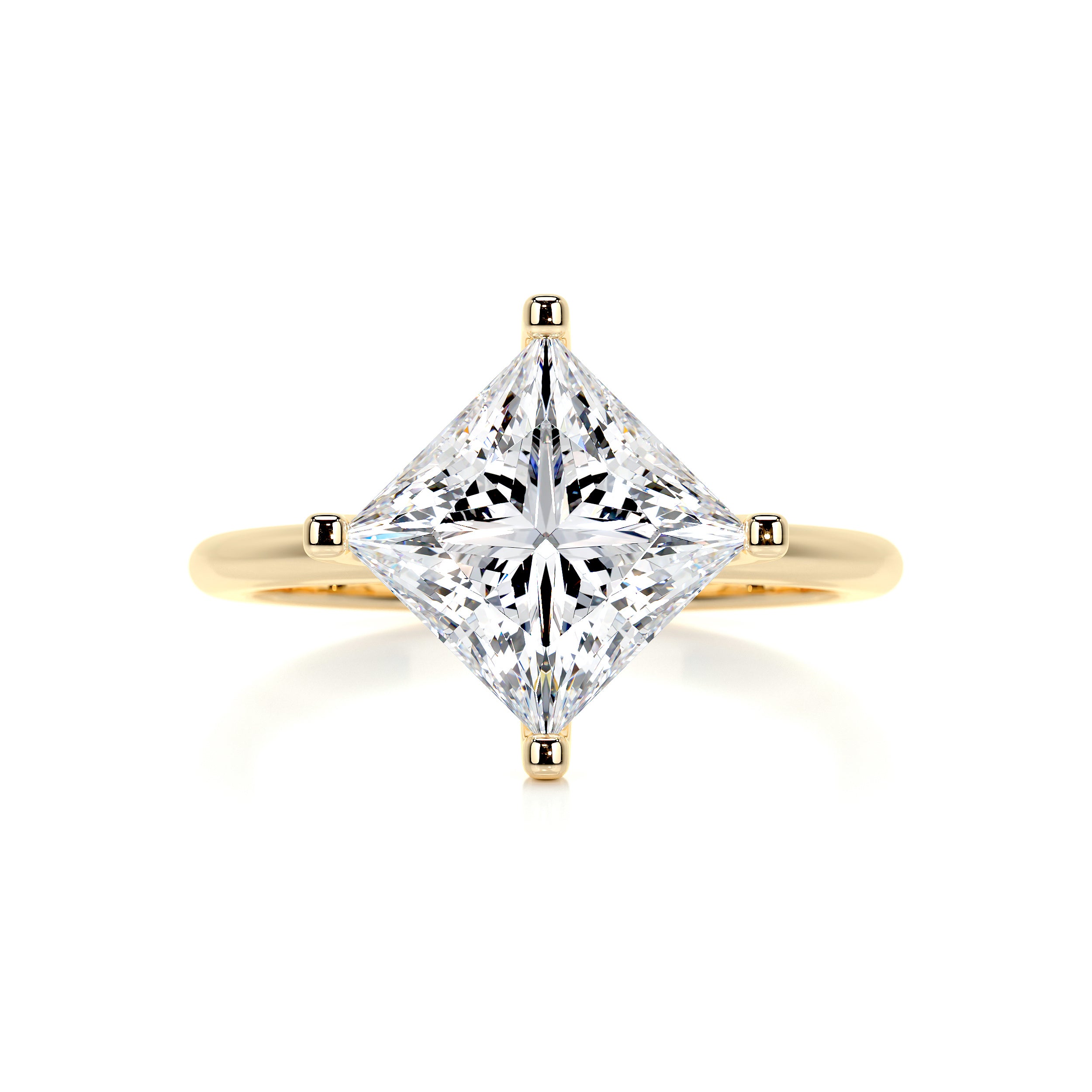 Alma Moissanite & Diamonds Ring   (3 Carat) -18K Yellow Gold