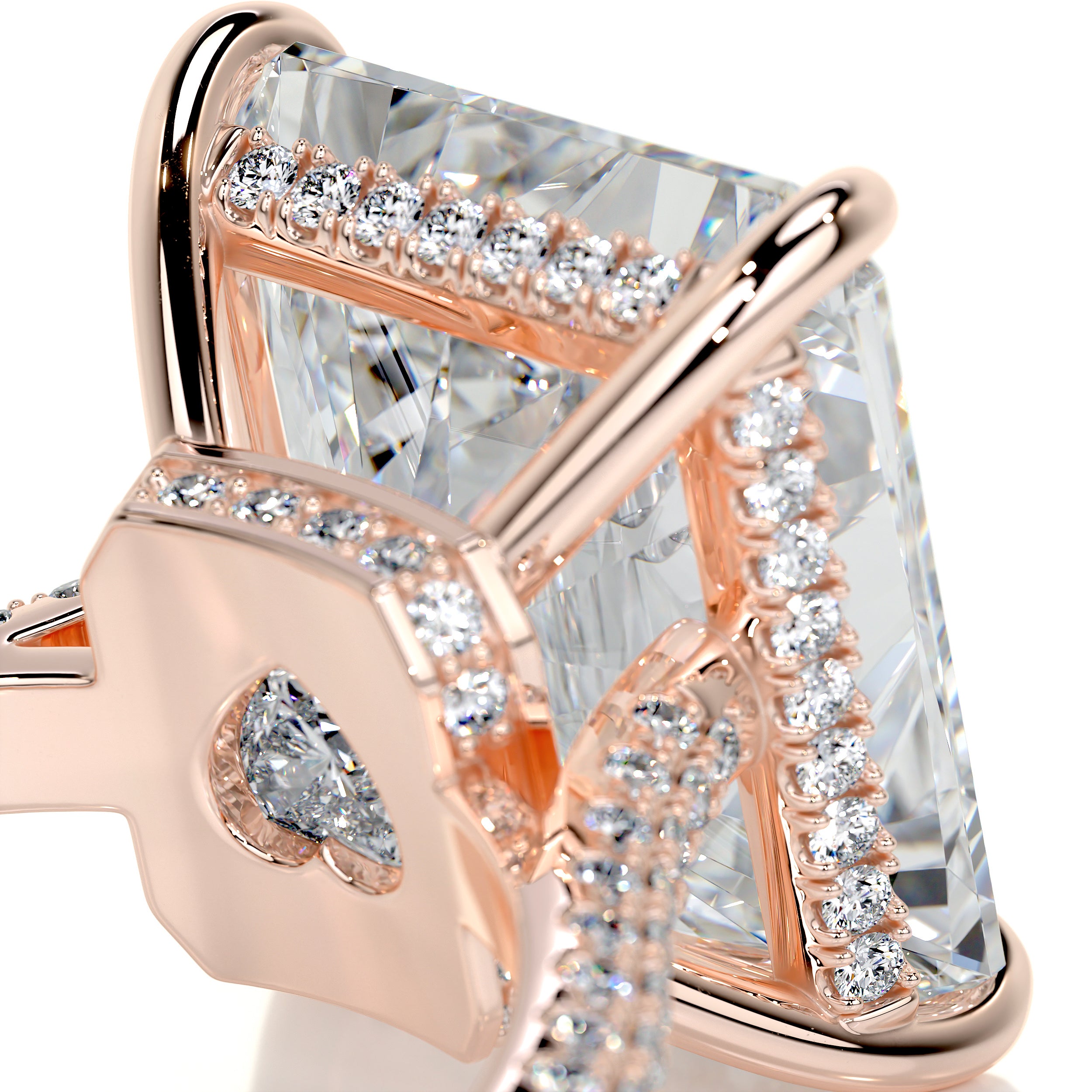 Cher Moissanite & Diamonds Ring   (8 Carat) -14K Rose Gold